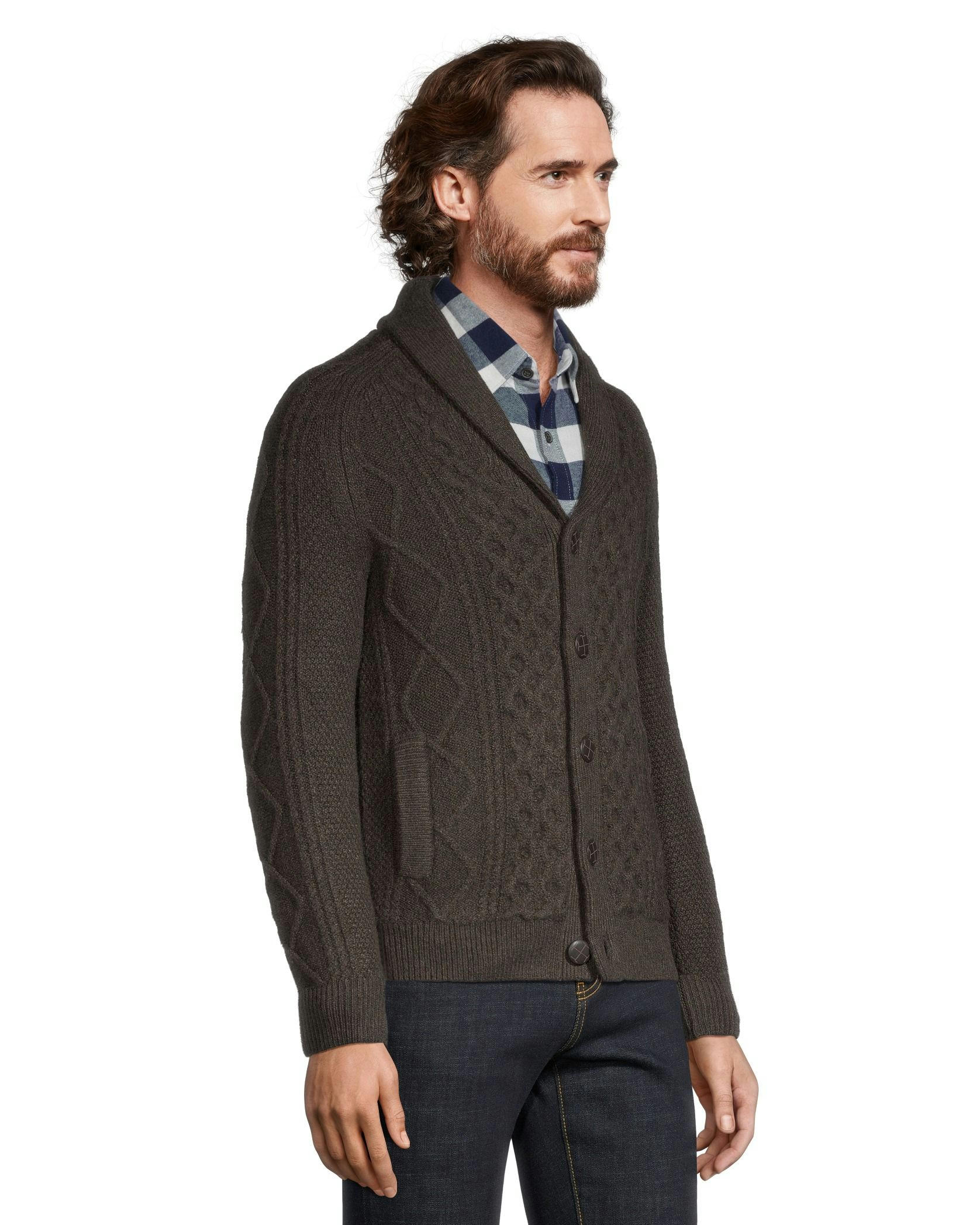 Windriver Men's Heritage Button Down Shawl Cardigan Sweater