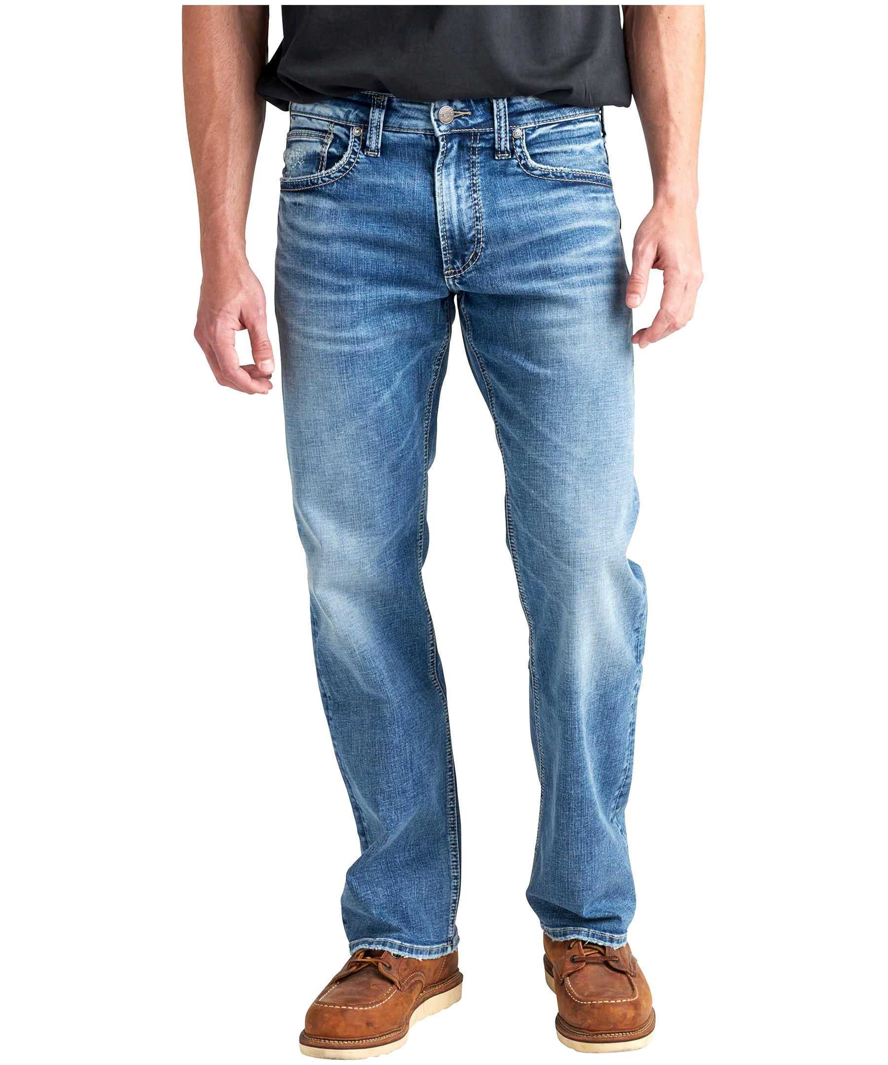 Silver Men's Zac Mid Rise Relaxed Fit Straight Jeans - Light Wash