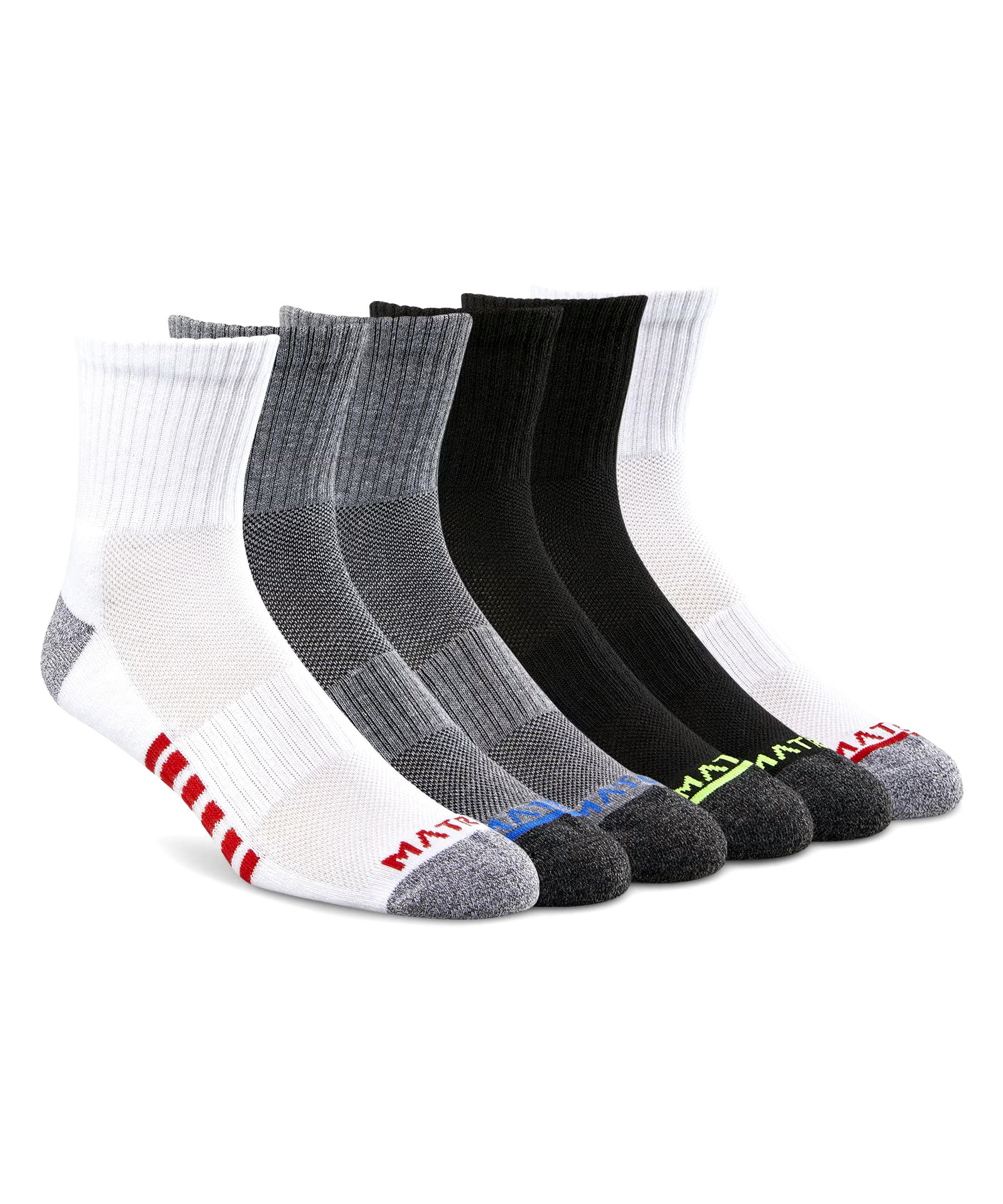 Matrix men's 6 Pack Quarter Sport Socks