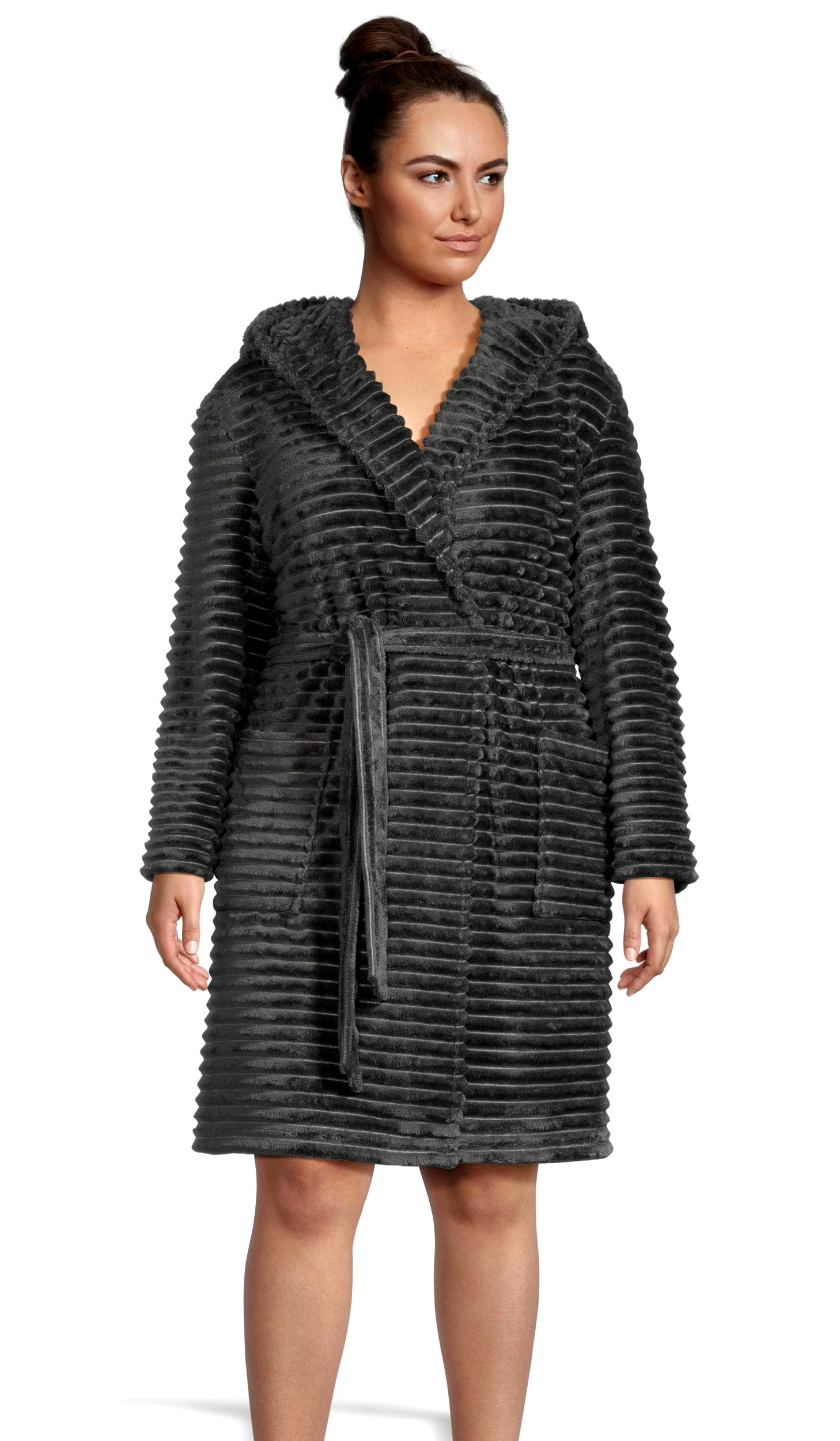 Denver Hayes Women's Short Cut Plush Velour Hooded Robe