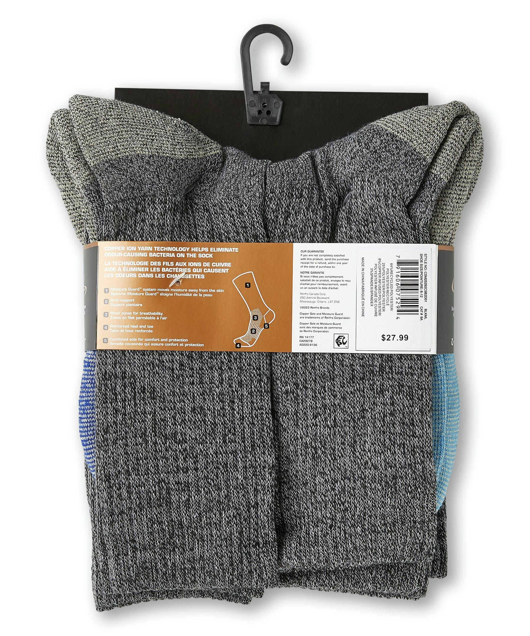 Copper Sole Men's 5 Pack Extreme Atheletic Crew Socks