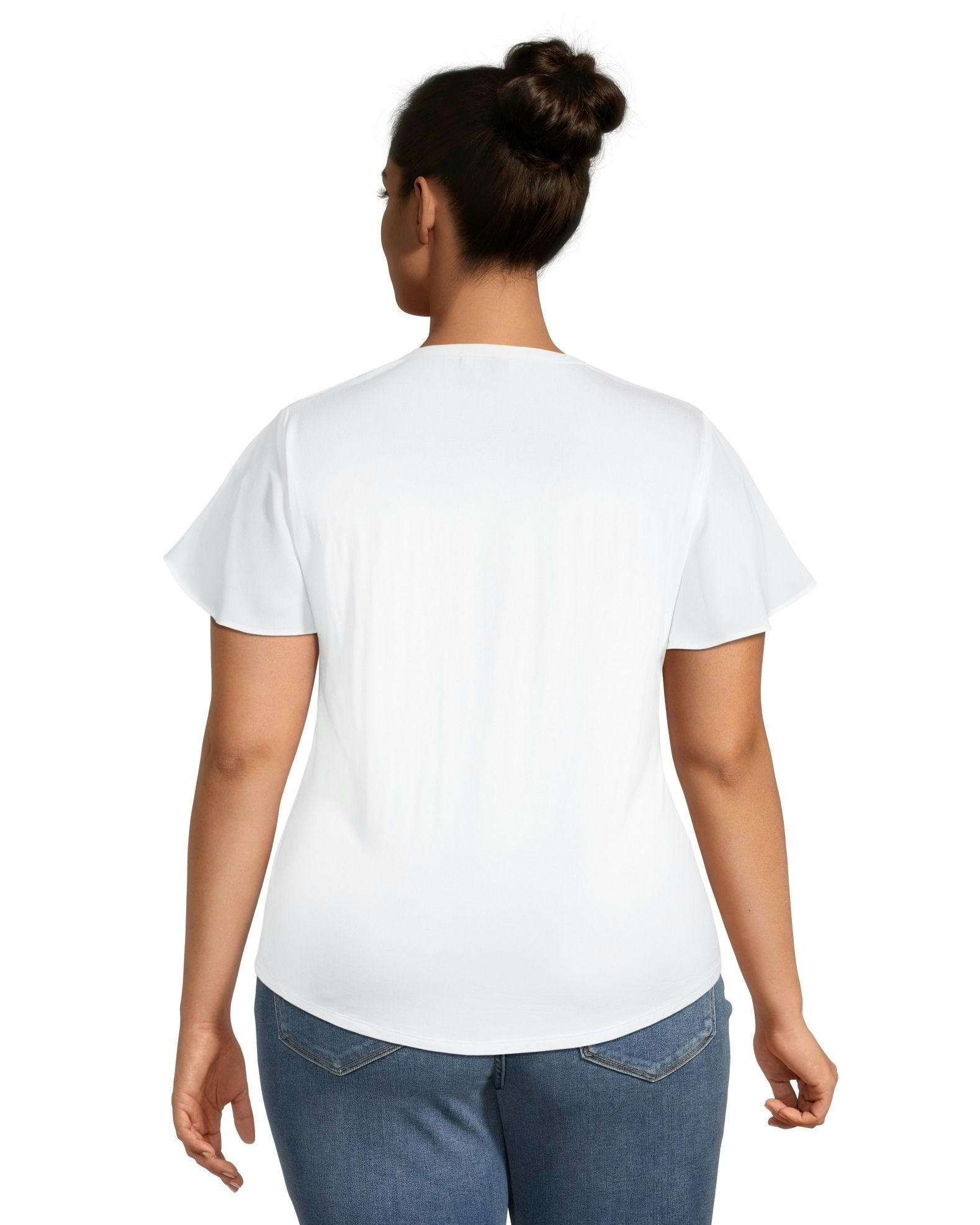 Women's Flutter Sleeve Round Neck Knit Blouse