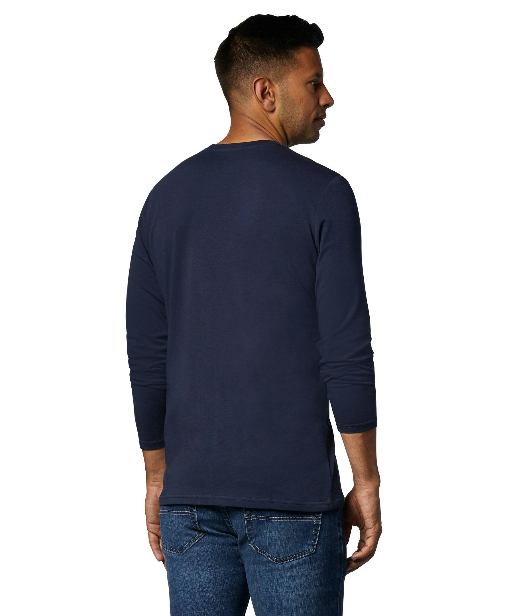 Denver Hayes Men's Stretch Long Sleeve Modern Fit Crewneck T Shirt