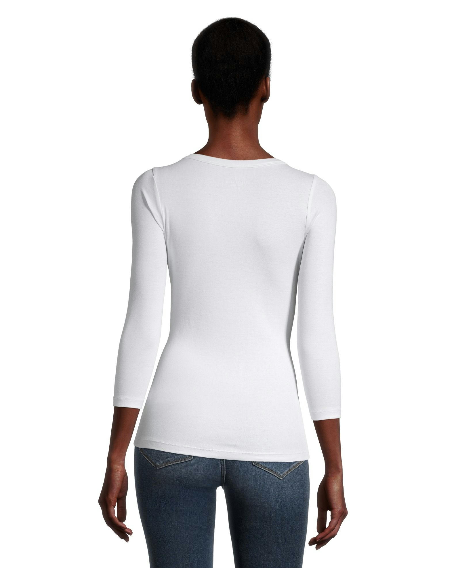 Denver Hayes Women's Three Quarter Sleeve Fitted Henley T Shirt