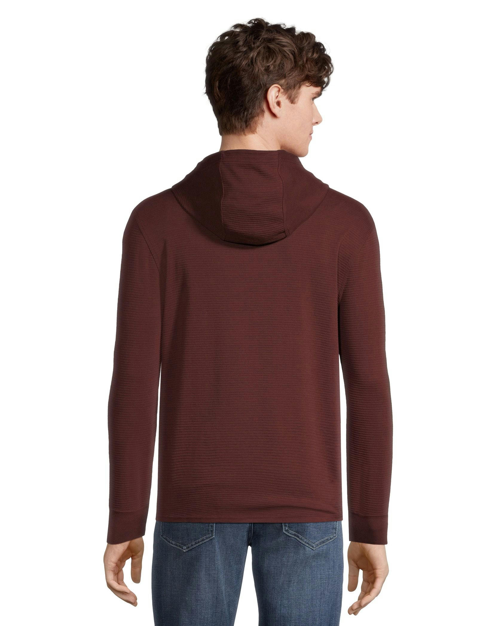 Denver Hayes Men's Long Sleeve Modern Fit Ottoman Hooded Pullover