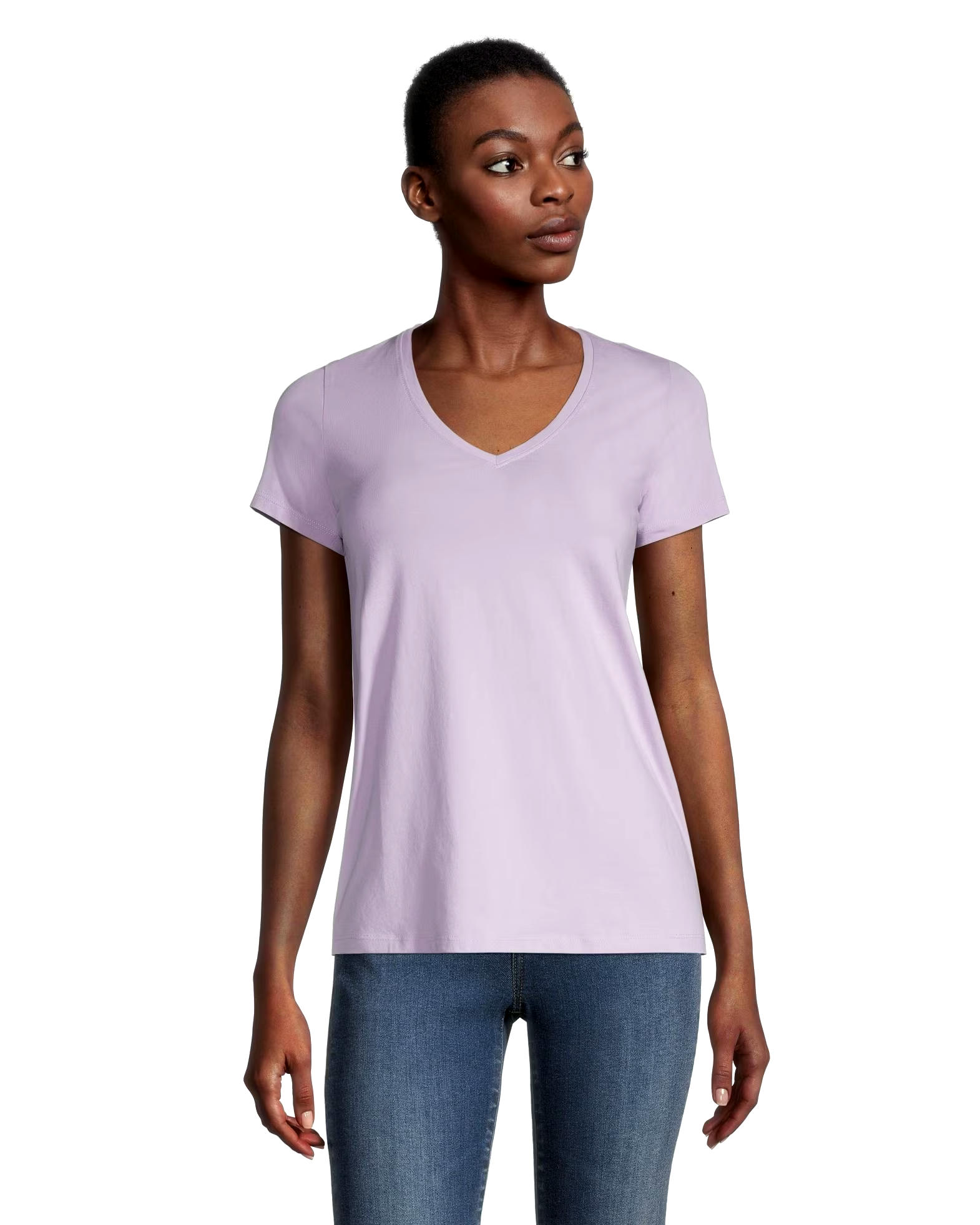 Women's Short Sleeve Semi-Fitted V-Neck T Shirt