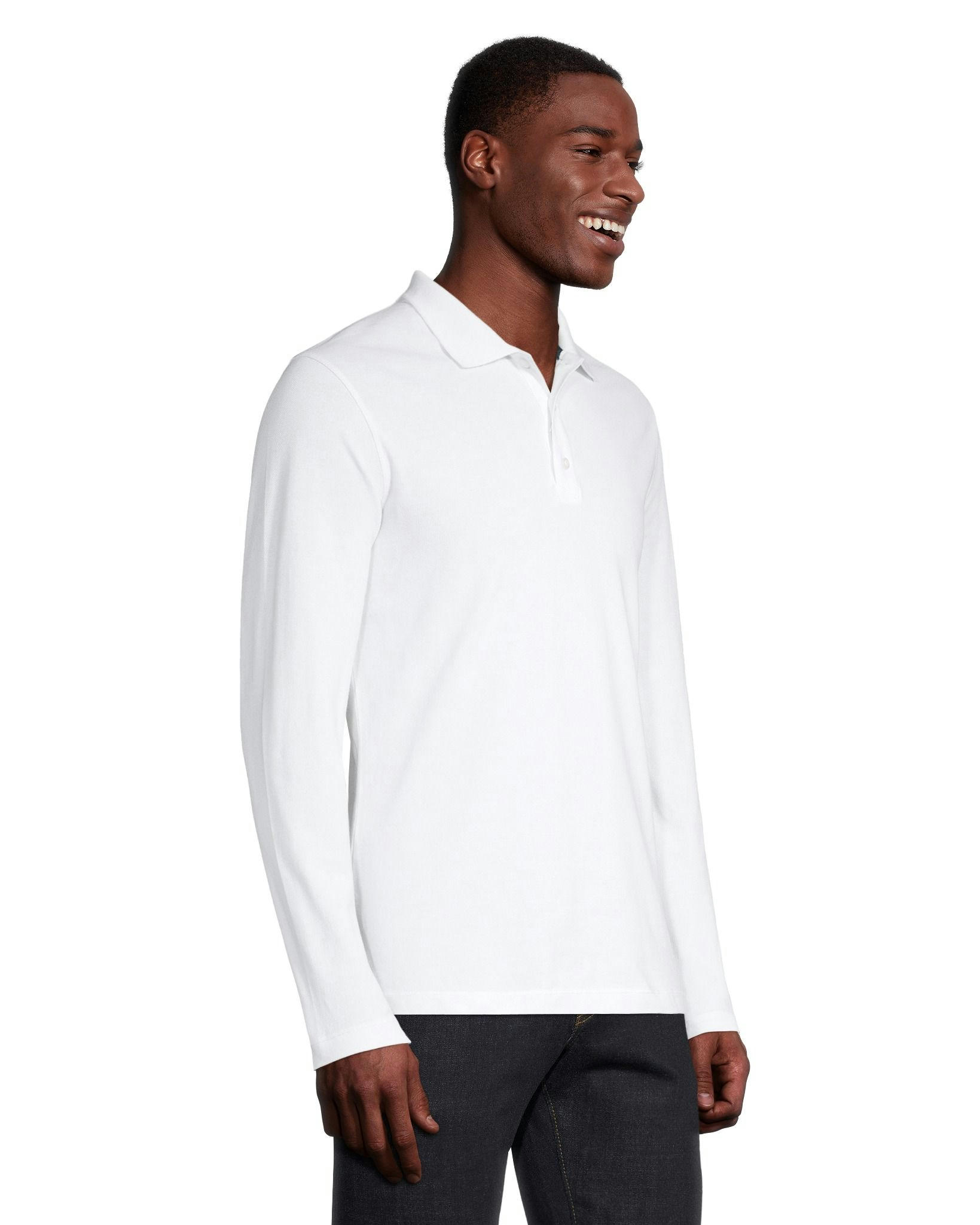 Denver Hayes Men's 50 Wash Long Sleeve Modern Fit Stretch Pique Polo Shirt