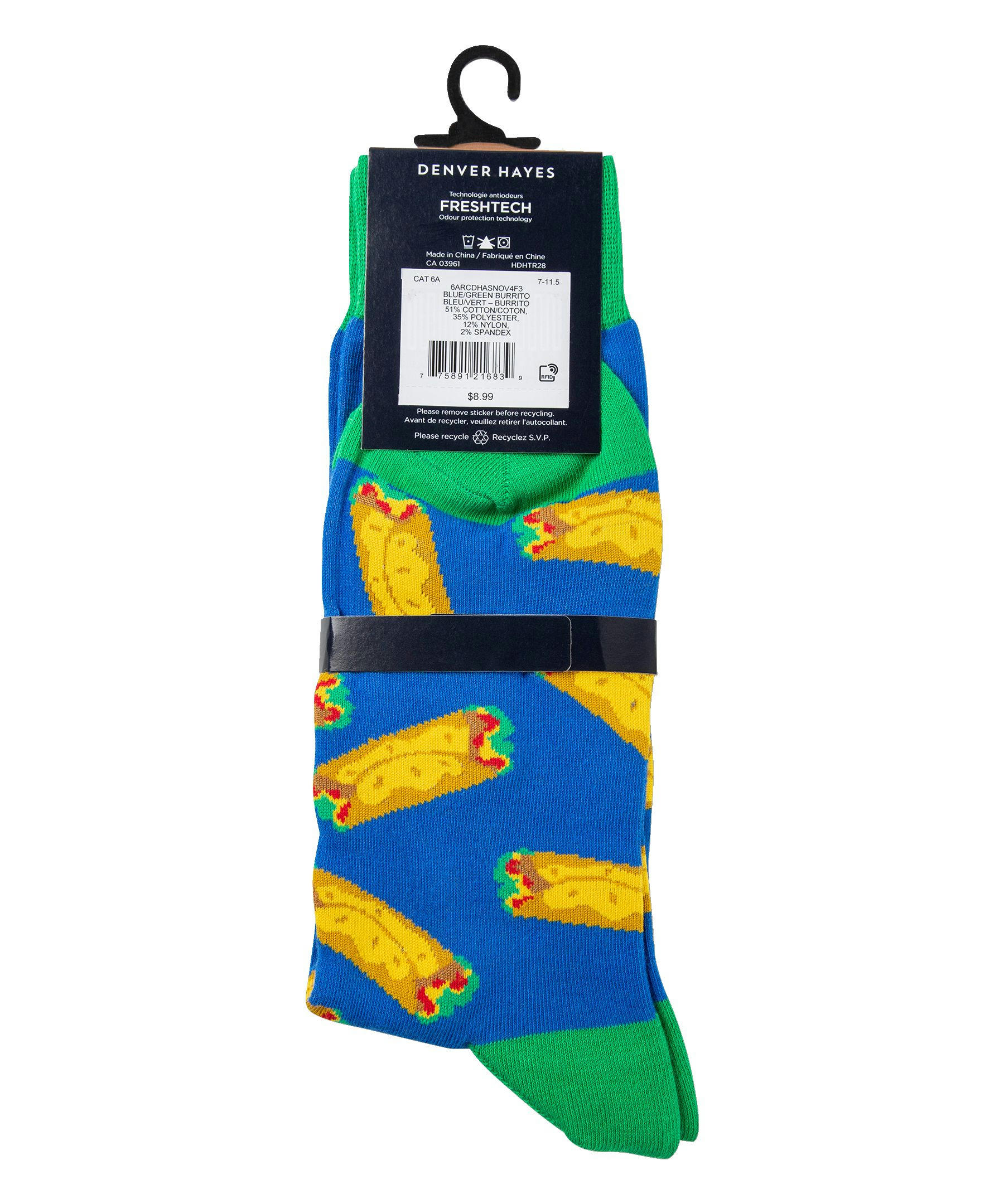 Denver Hayes Men's Novelty Food Pattern Crew Socks