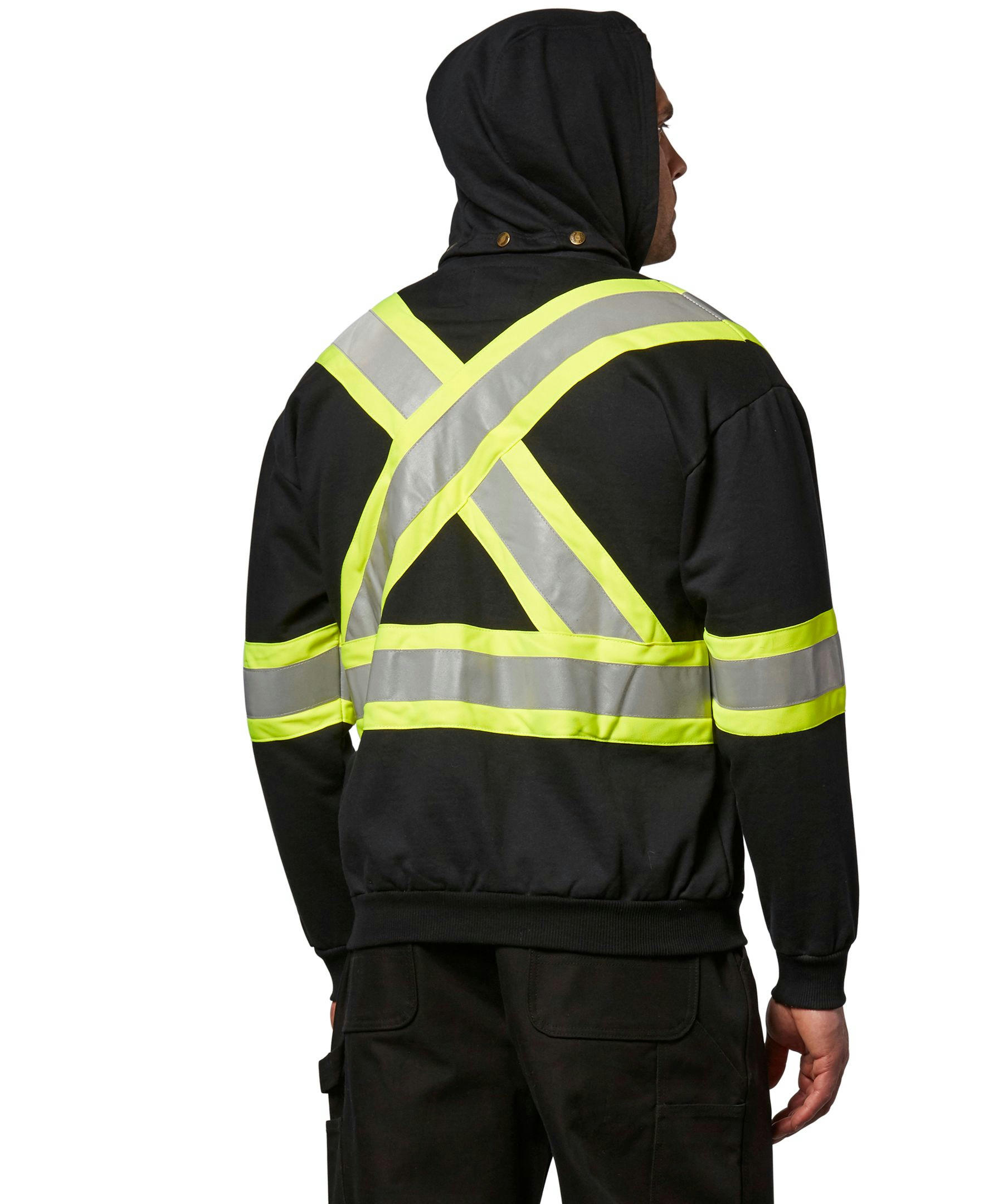 Pioneer Men's CSA Z462 & Z96 Flame Resistance Hi Vis Heavyweight Safety Hoodie - Black