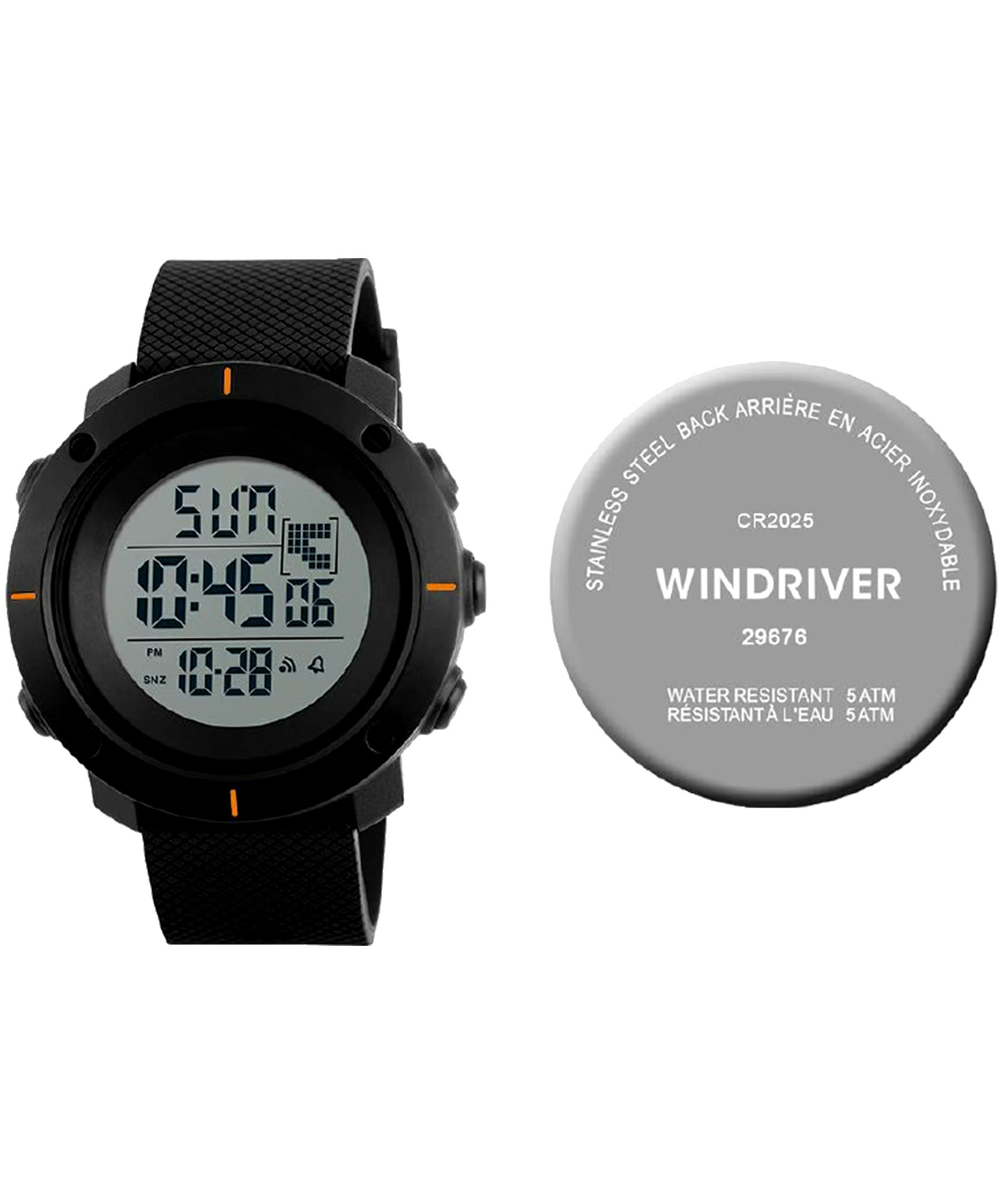 WindRiver Digital Water Resistant Watch with Carbon Strap