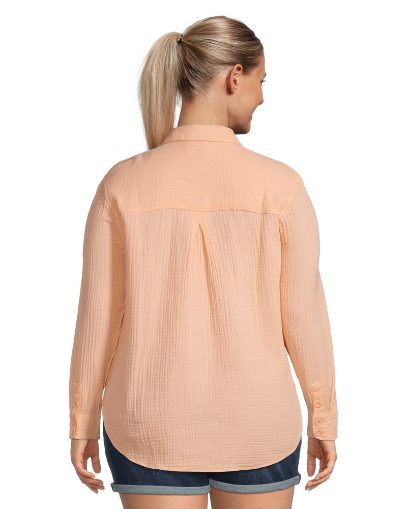 Women's Double Gauze Long Sleeve Button Down Shirt