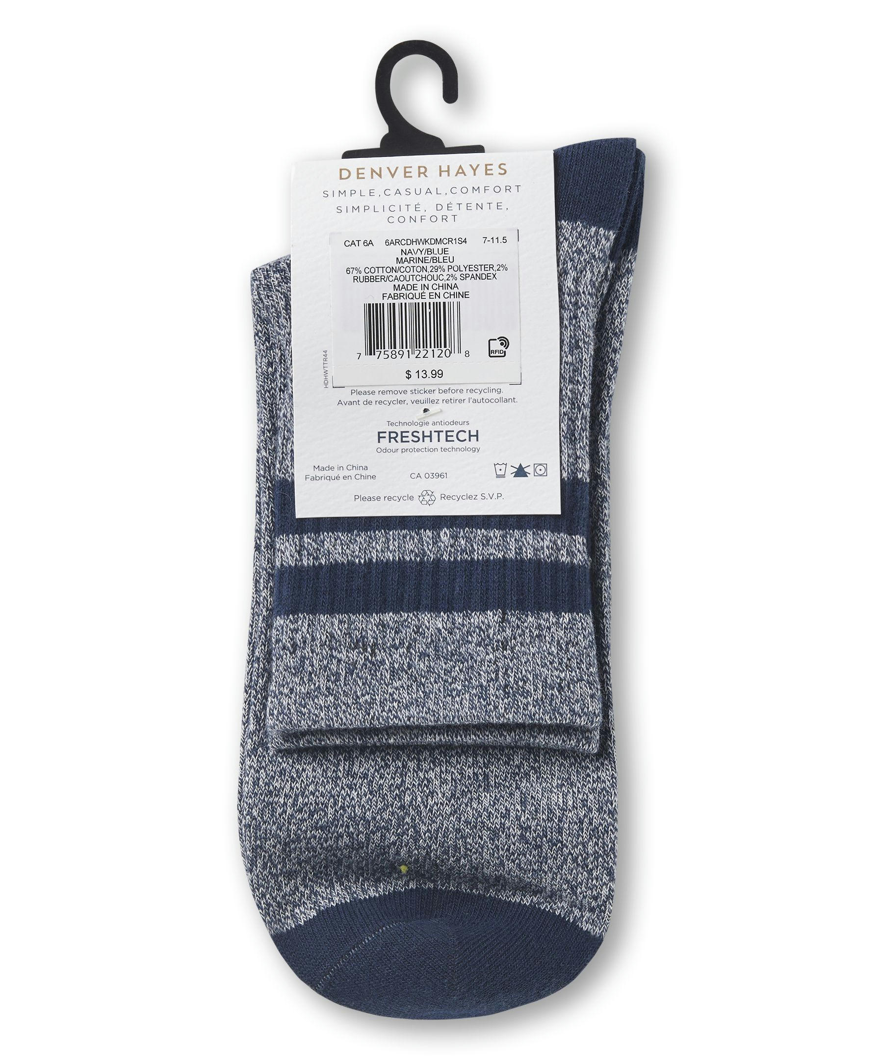Denver Hayes Men's FRESHTECH® Weekender Mid Crew Socks, 2 Pack