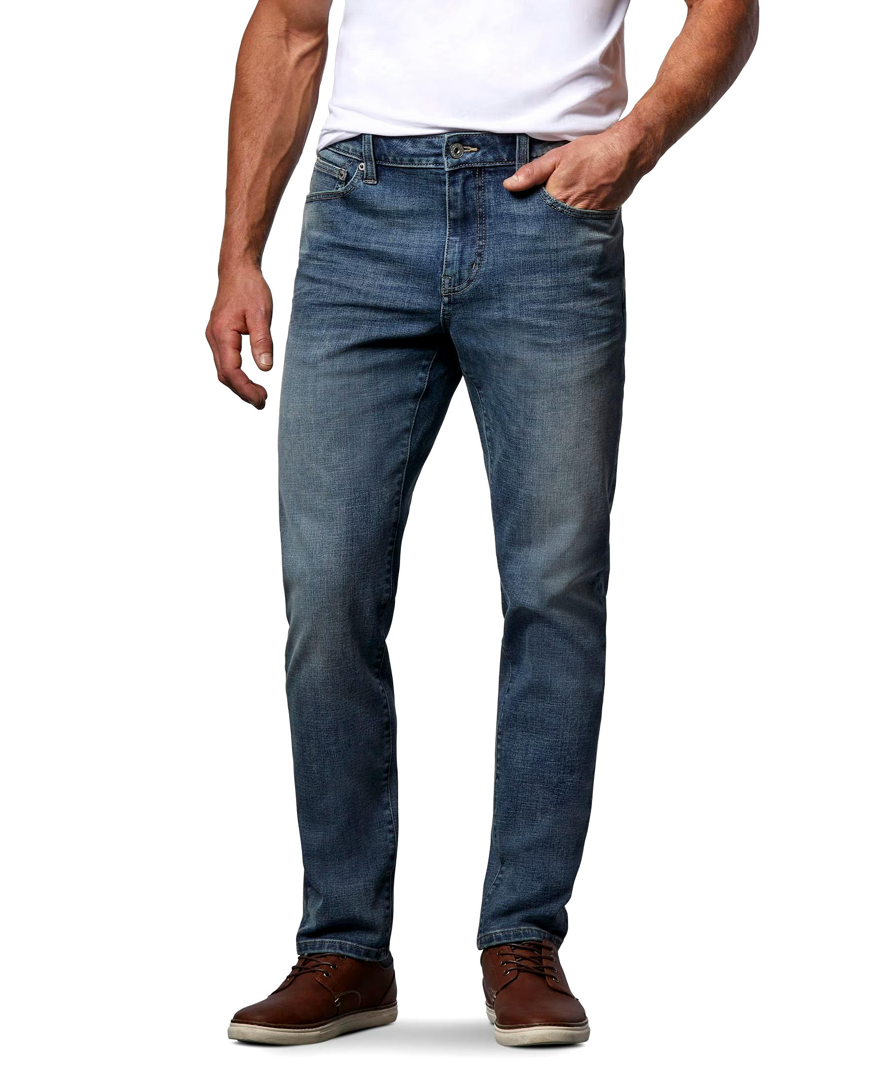 Denver Hayes Men's FLEXTECH Athletic Fit 4 Way Stretch Jeans - Light Wash