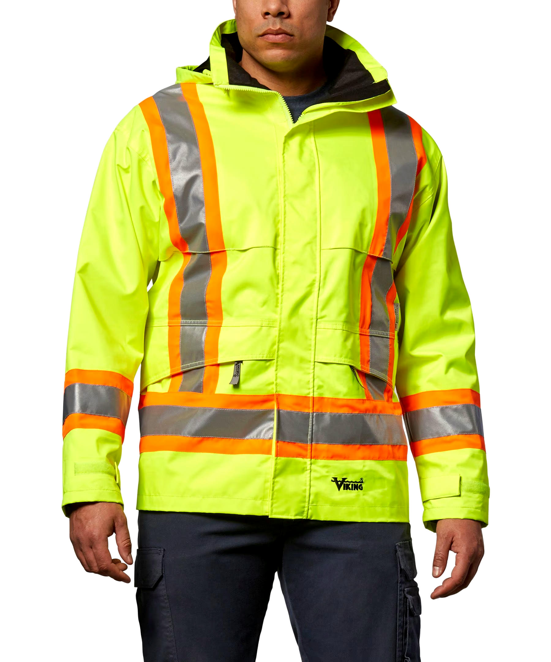 Viking Men's Professional Journeyman Hi-Vis Waterproof and Windproof Rain Jacket