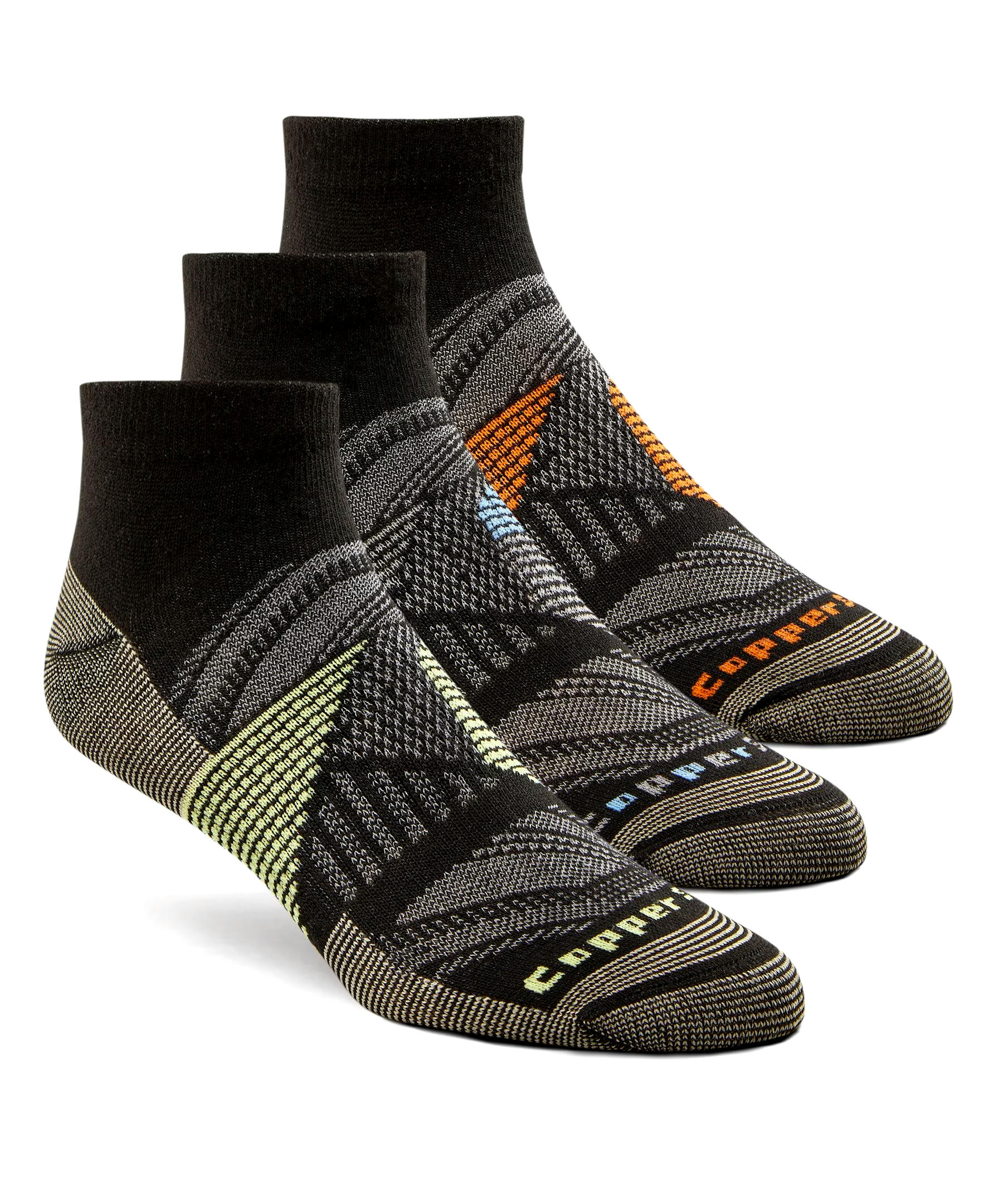Copper Sole Men's 3 Pack Extreme Athletic Low Cut Socks with Moisture Guard
