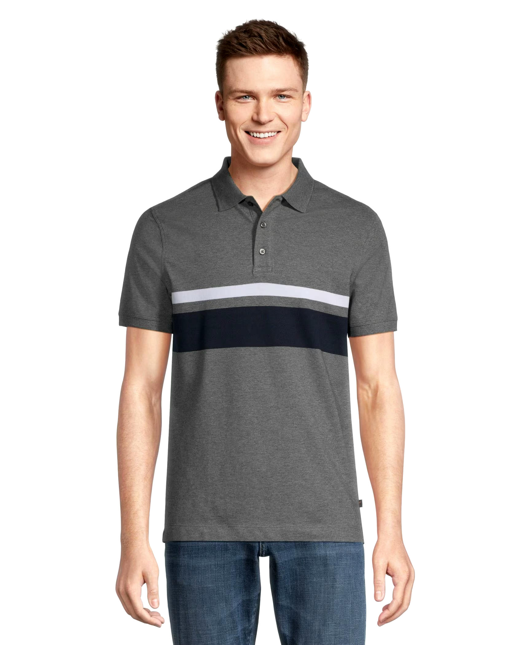 Denver Hayes Men's 50 Wash Short Sleeve Classic Fit Stretch Pique Polo Shirt