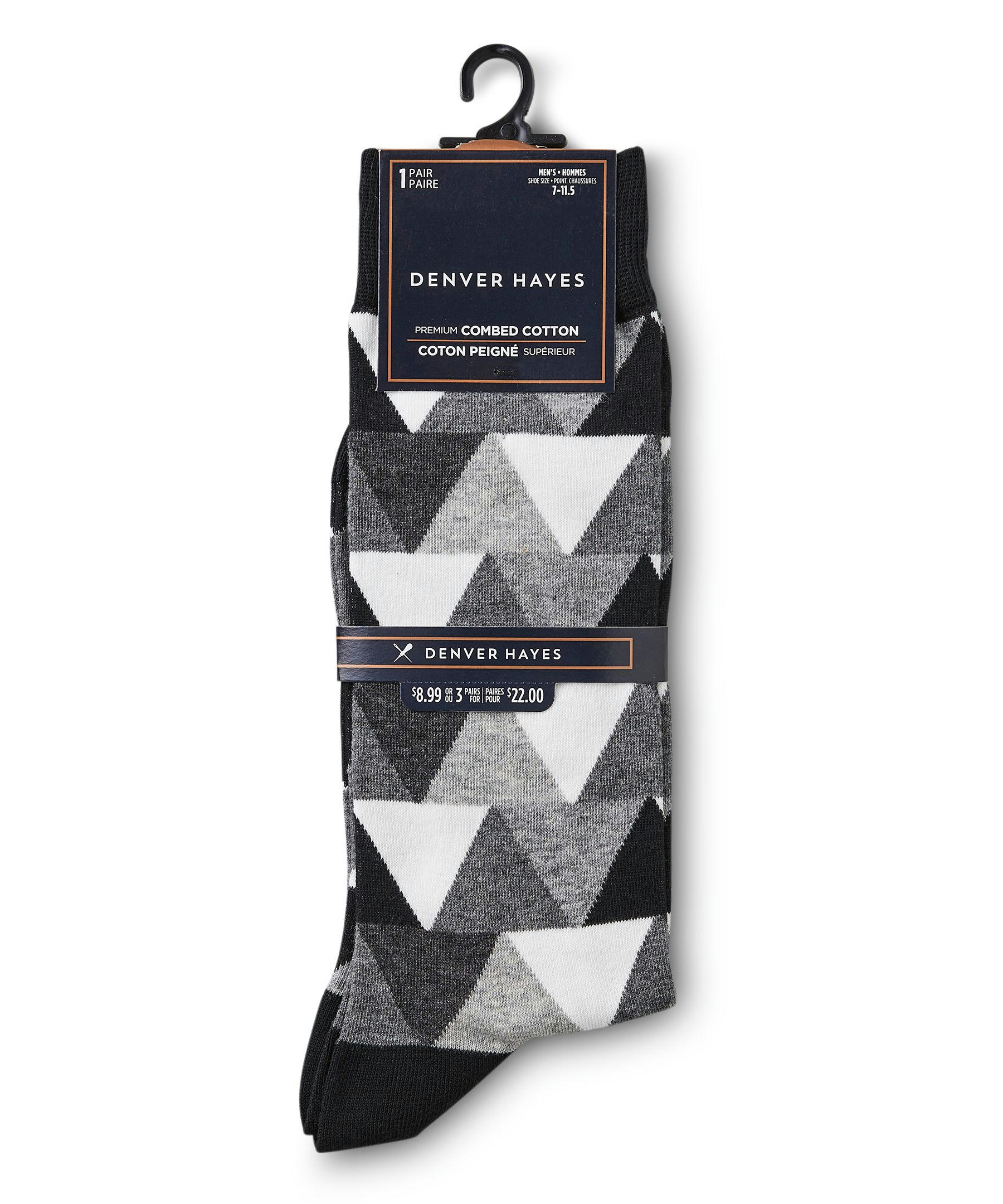 Denver Hayes Men's Novelty Pattern Freshtech Casual Crew Socks