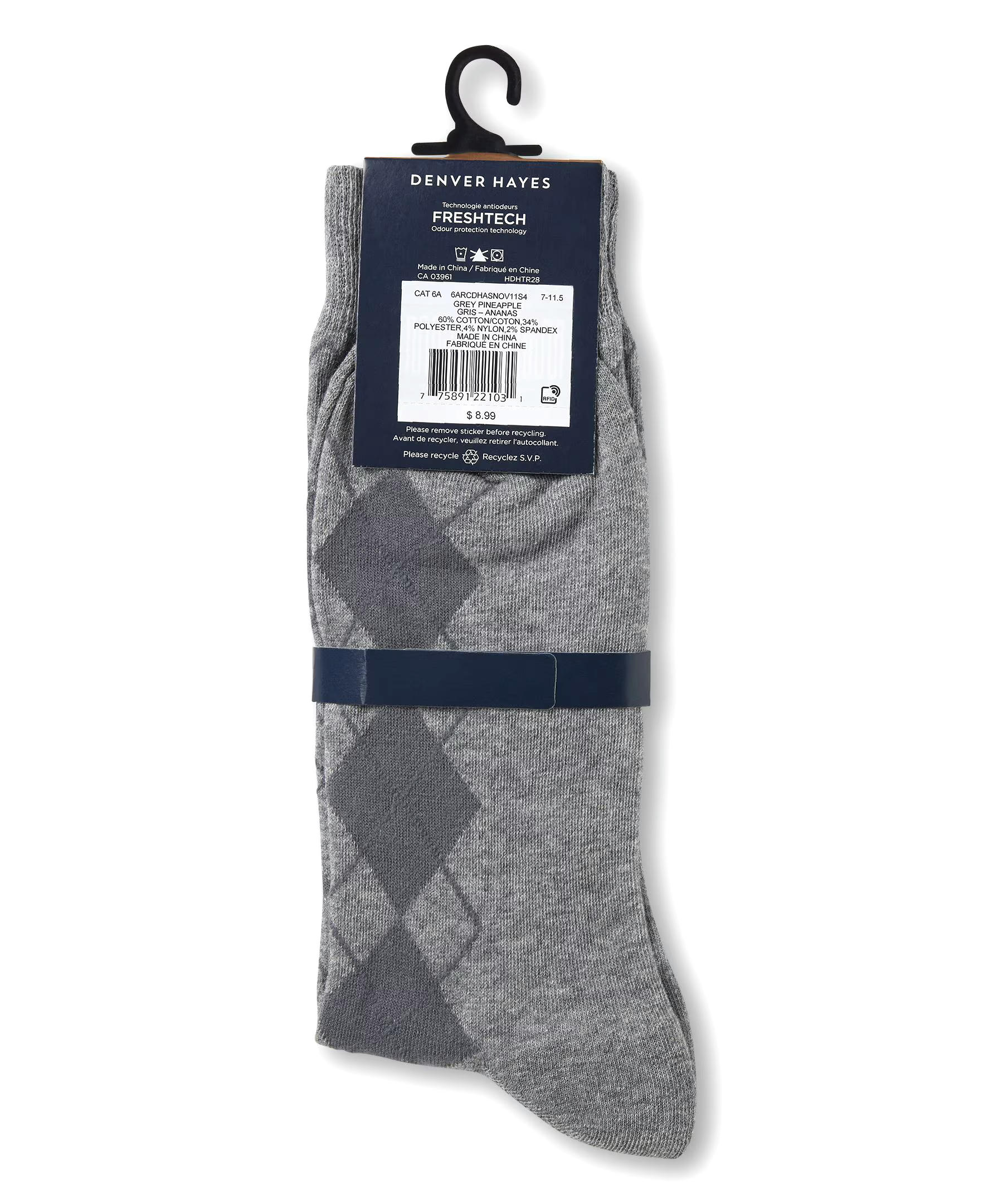 Denver Hayes Men's FRESHTECH® Casual Novelty Crew Socks