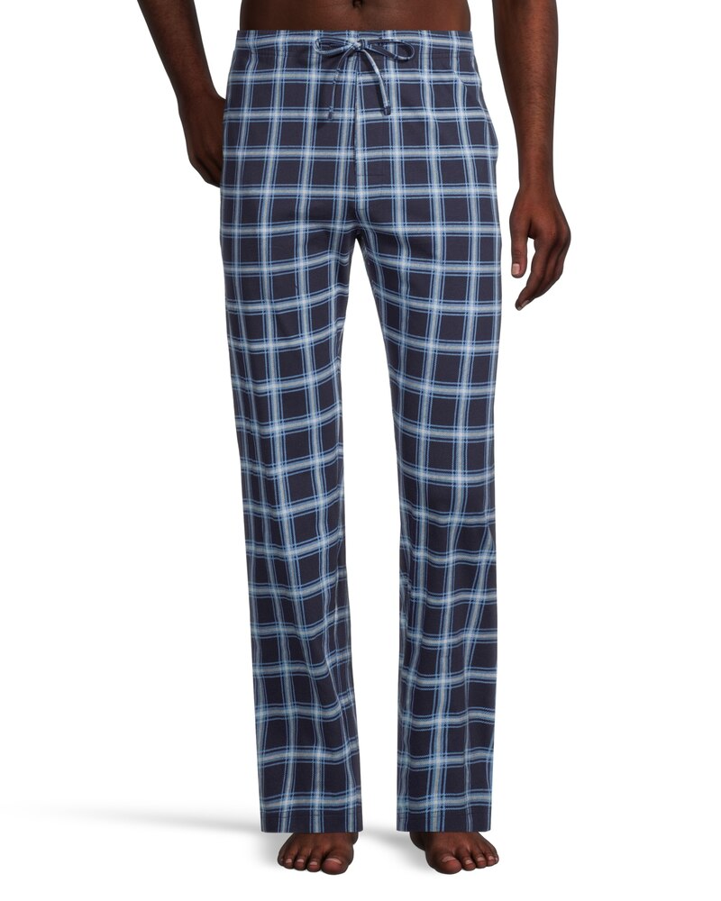 Denver Hayes Men's Plaid Jersey Elastic Drawstring Lounge Pants