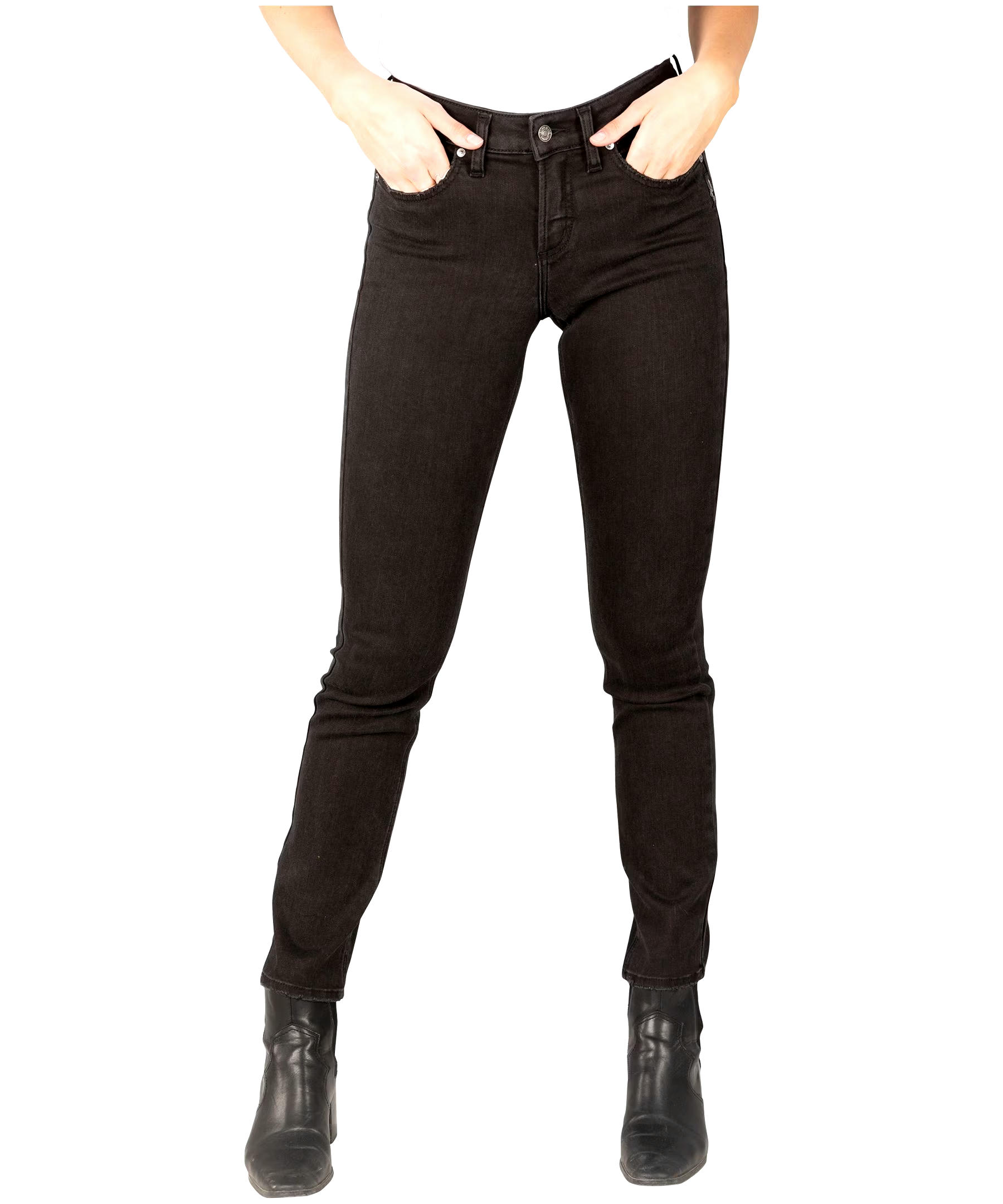 Silver Women's Suki Curvy Fit Mid Rise Straight Jeans - Black