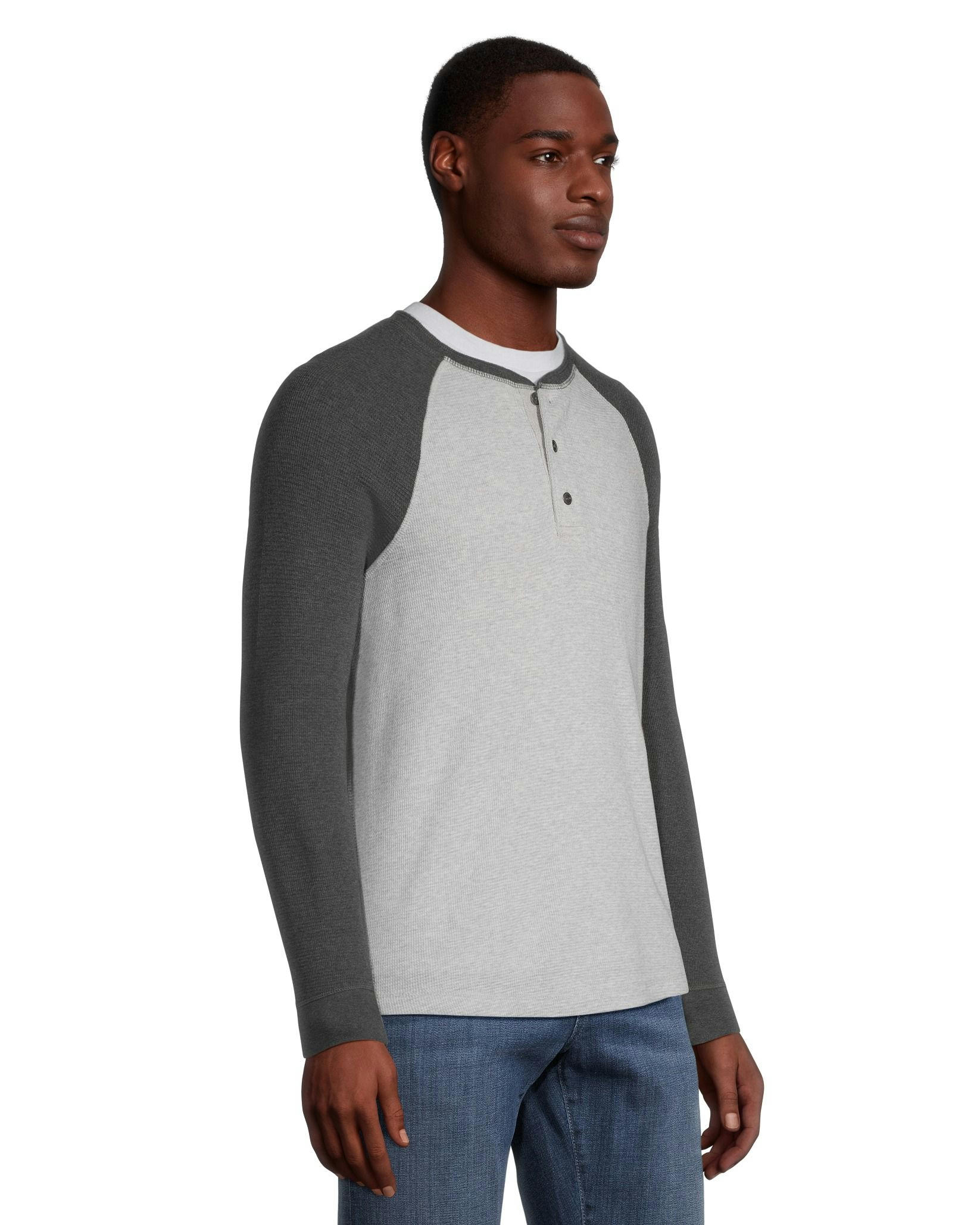 Denver Hayes Men's Long Sleeve Waffle Raglan Henley