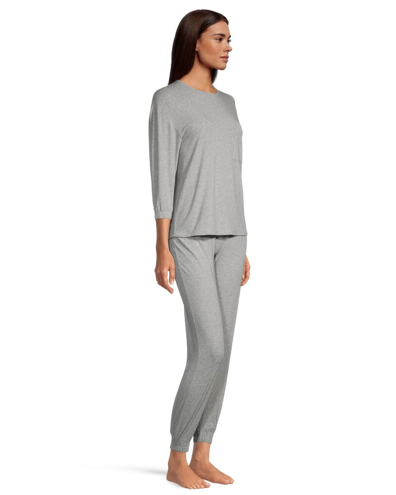 Denver Hayes Women's 2 Piece Jersey Crew Pajama Top and Pants Set