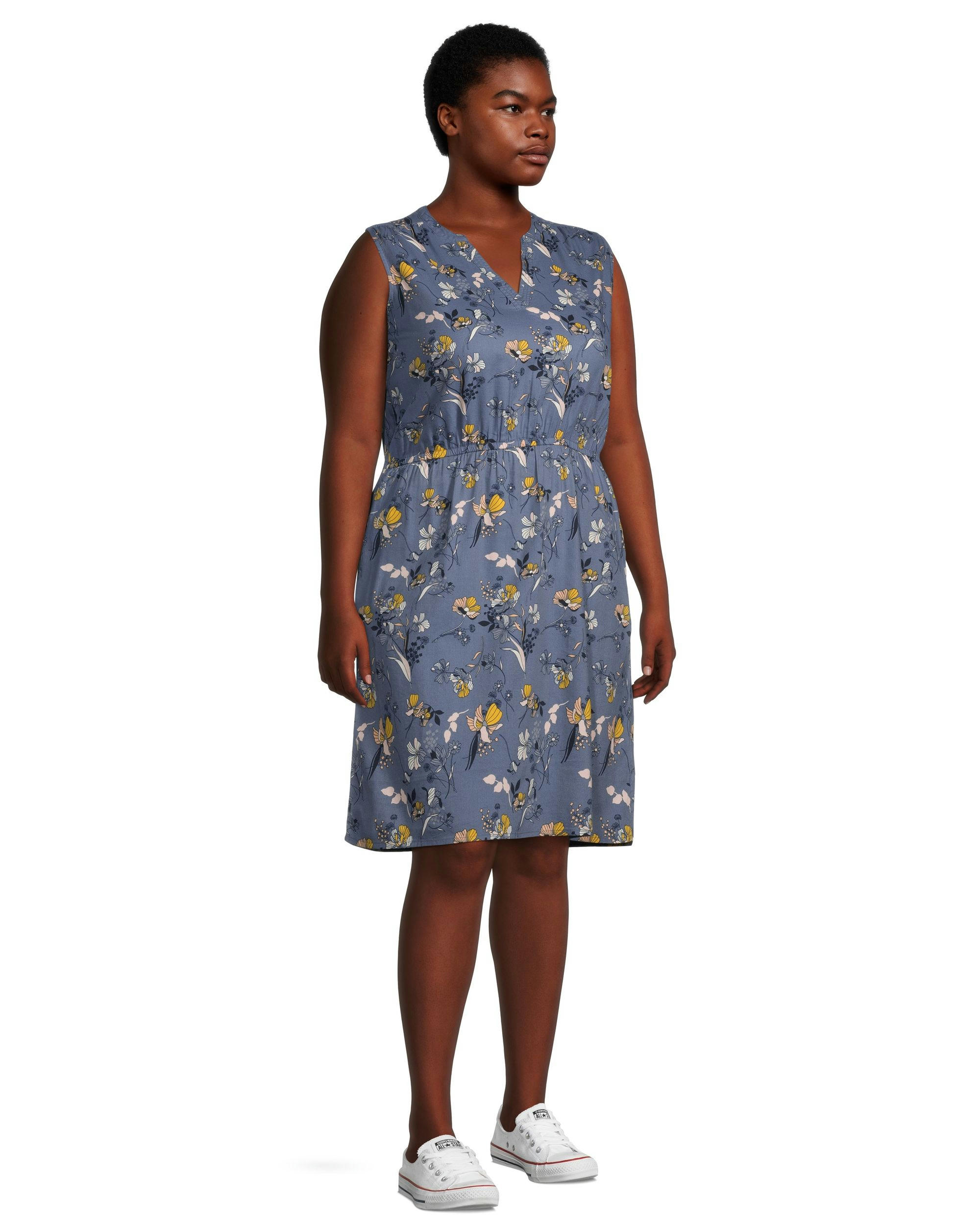 Women's Print Sleeveless V-Neck Dress