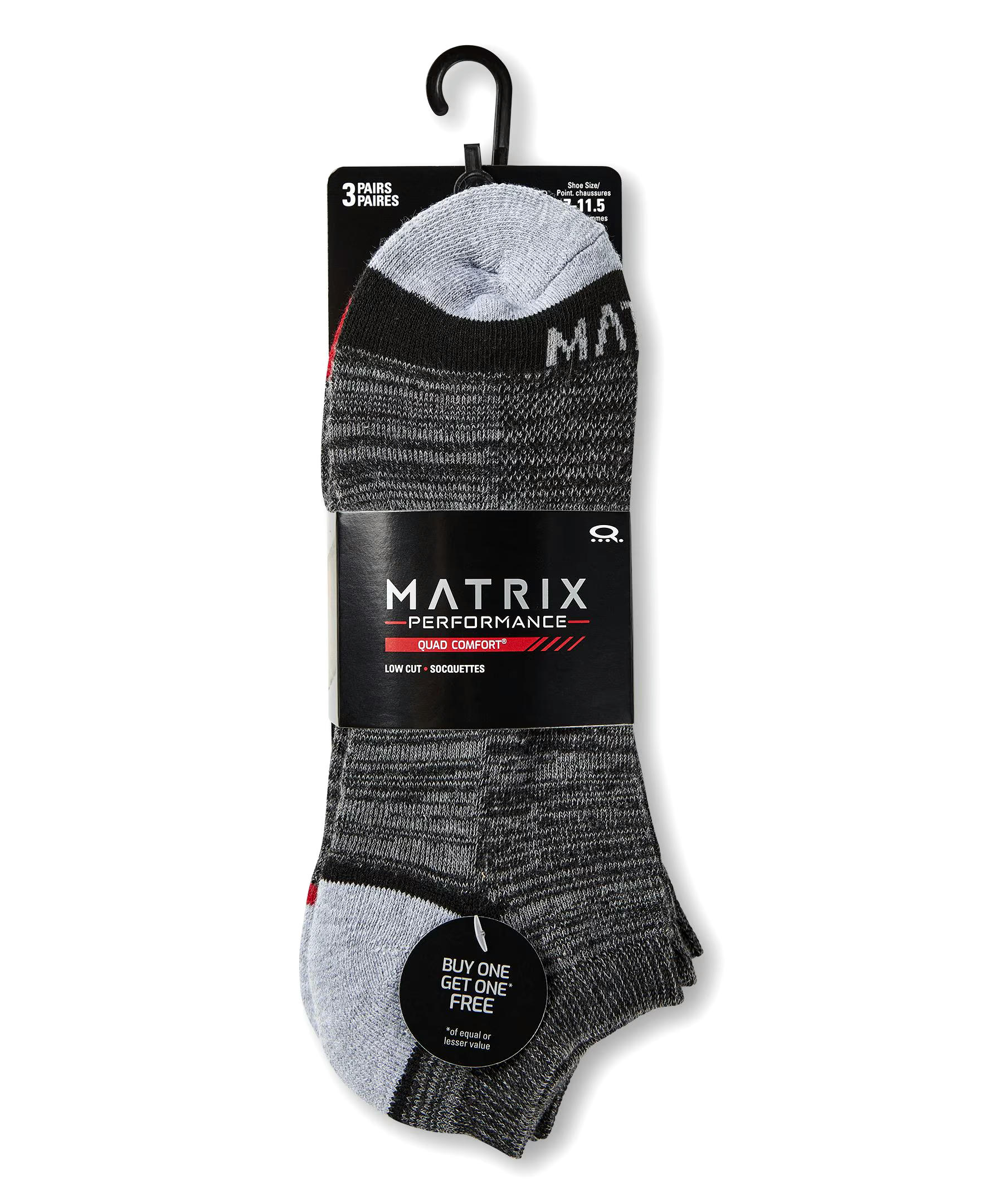 Matrix Men's BOGO Low Cut Sport Socks, 3 Pack