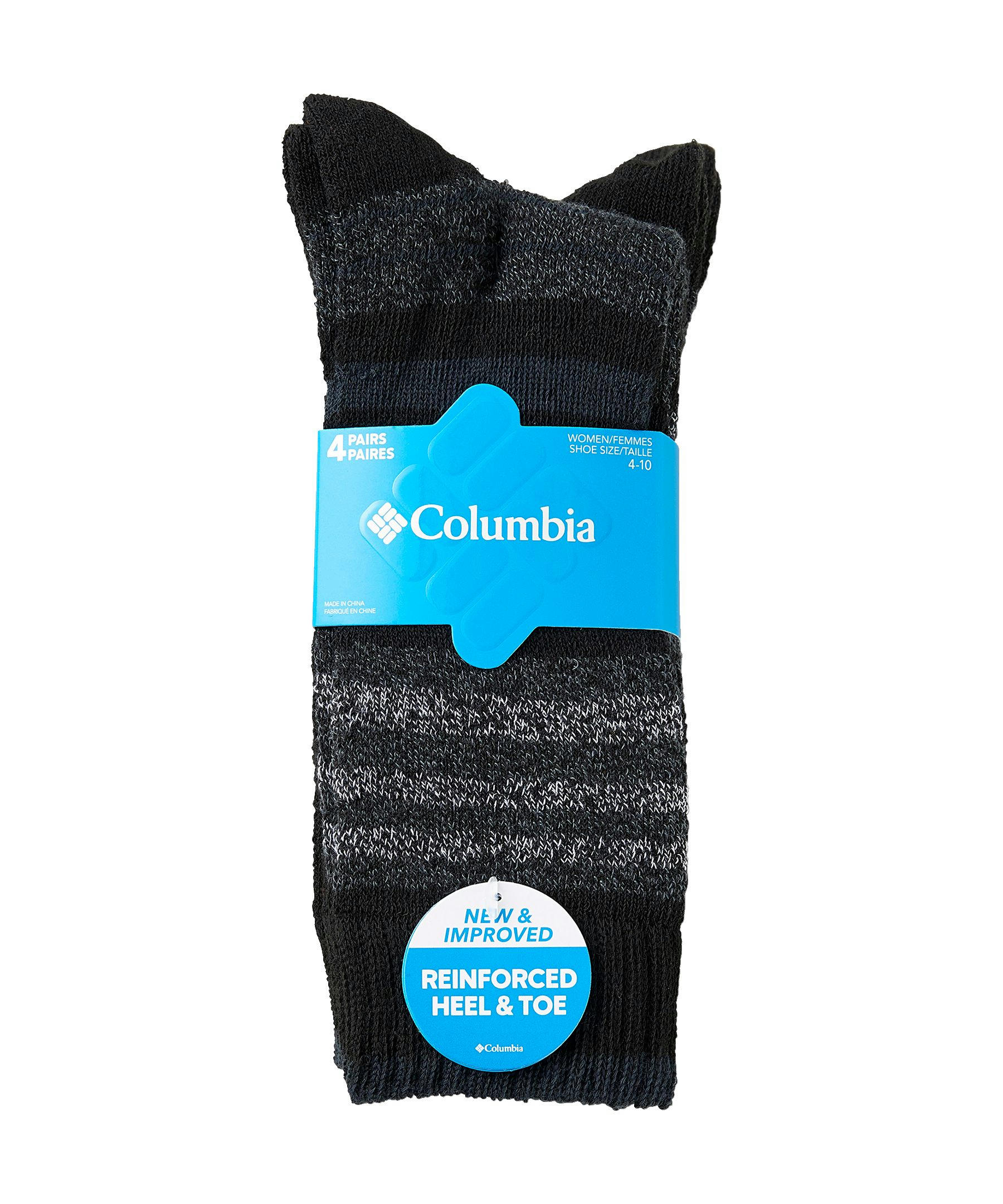 Columbia Women's 4 Pack Stripe Moisture Guard Crew Socks