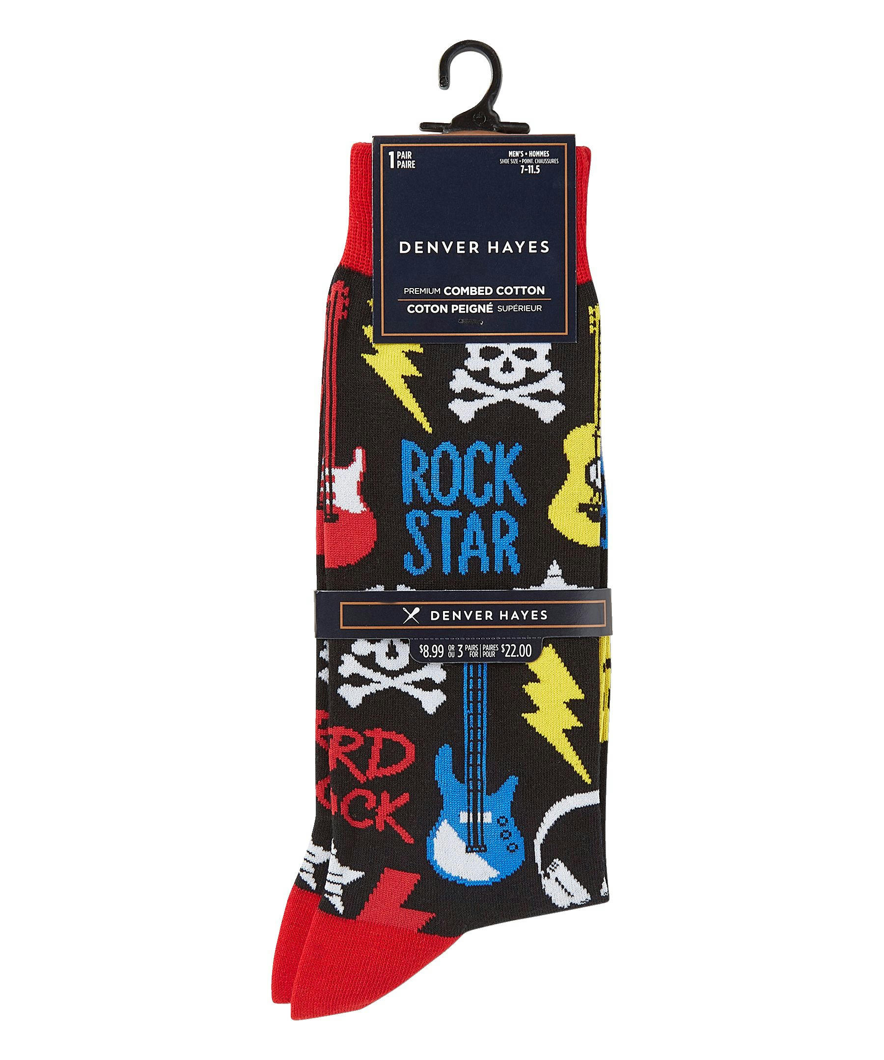 Denver Hayes Men's Novelty Pattern Crew Socks