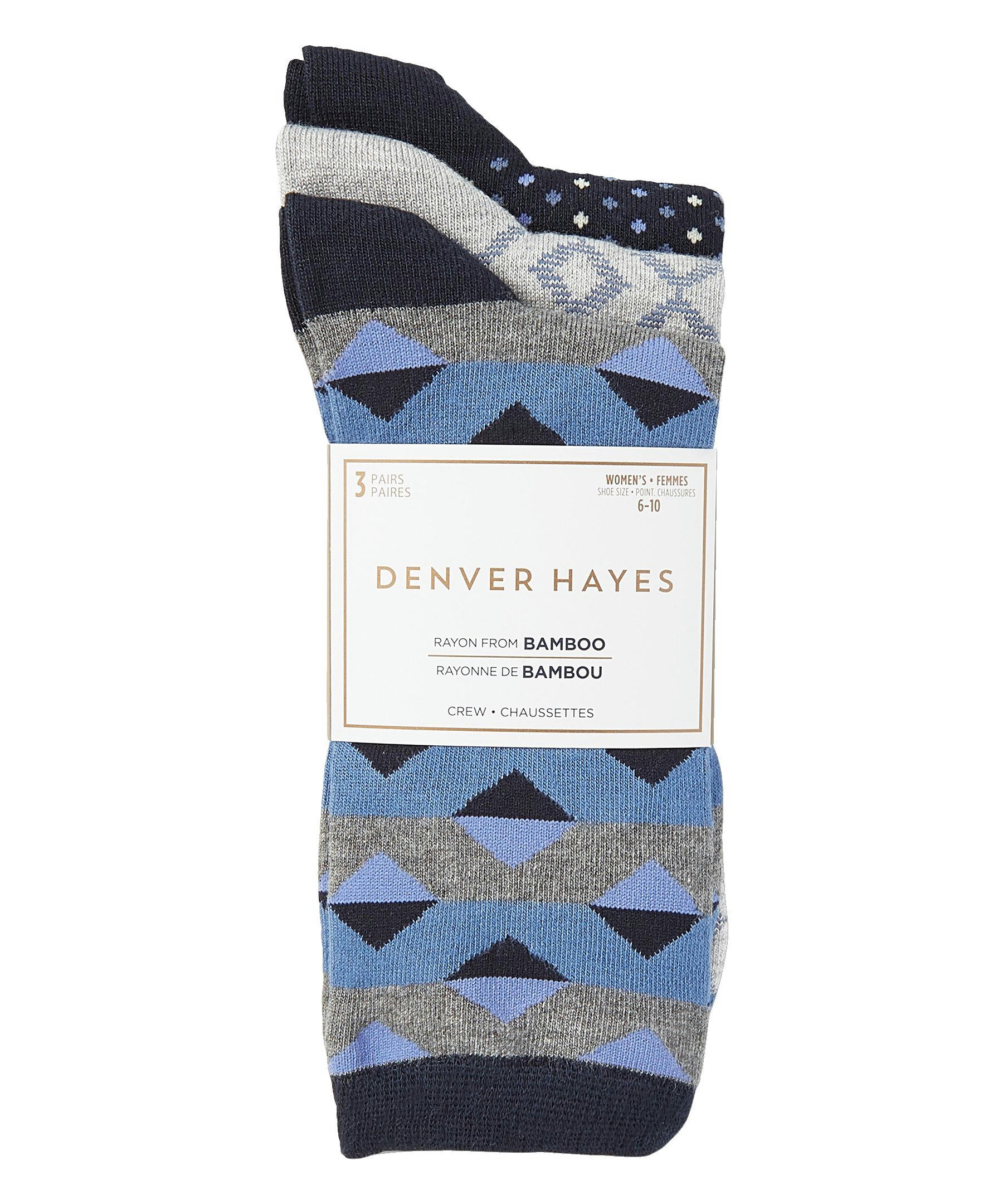 Denver Hayes Women's 3 Pack Bamboo Crew Socks