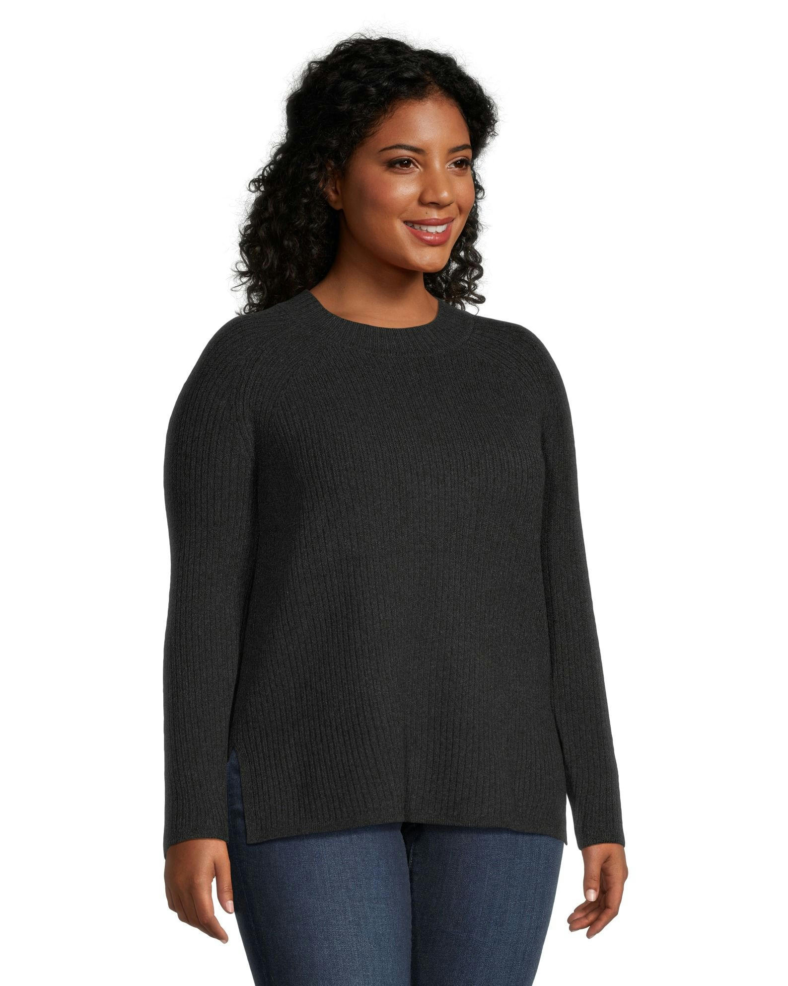 Denver Hayes Women's Semi Fitted Cozy Ribbed Crewneck Pullover