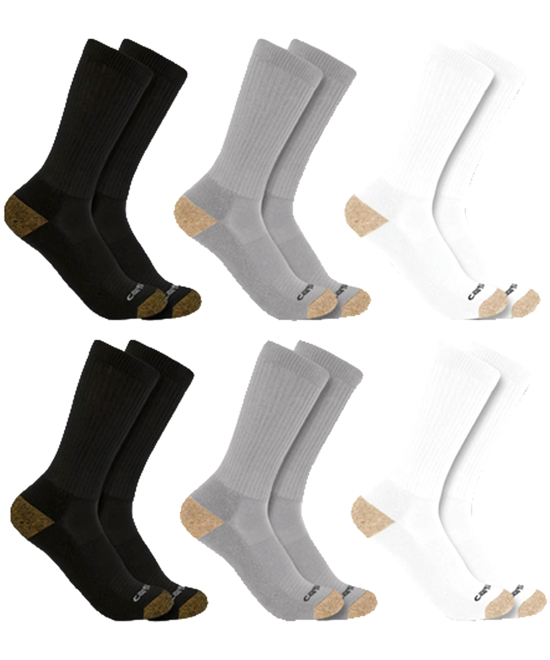 Carhartt Men's 6 Pack Midweight Crew Work Socks