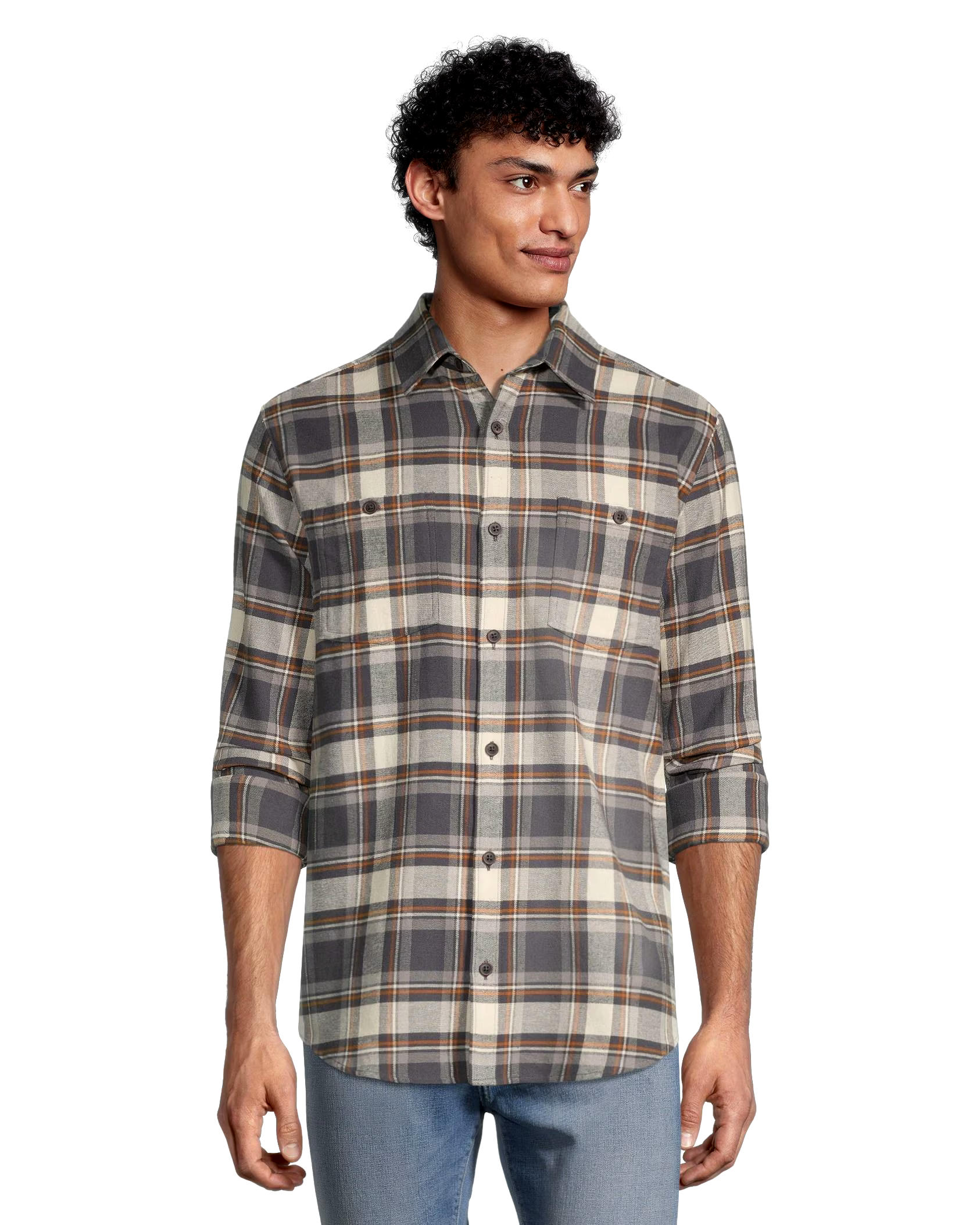 WindRiver Men's Stretch Regular Fit Basic Flannel Shirt