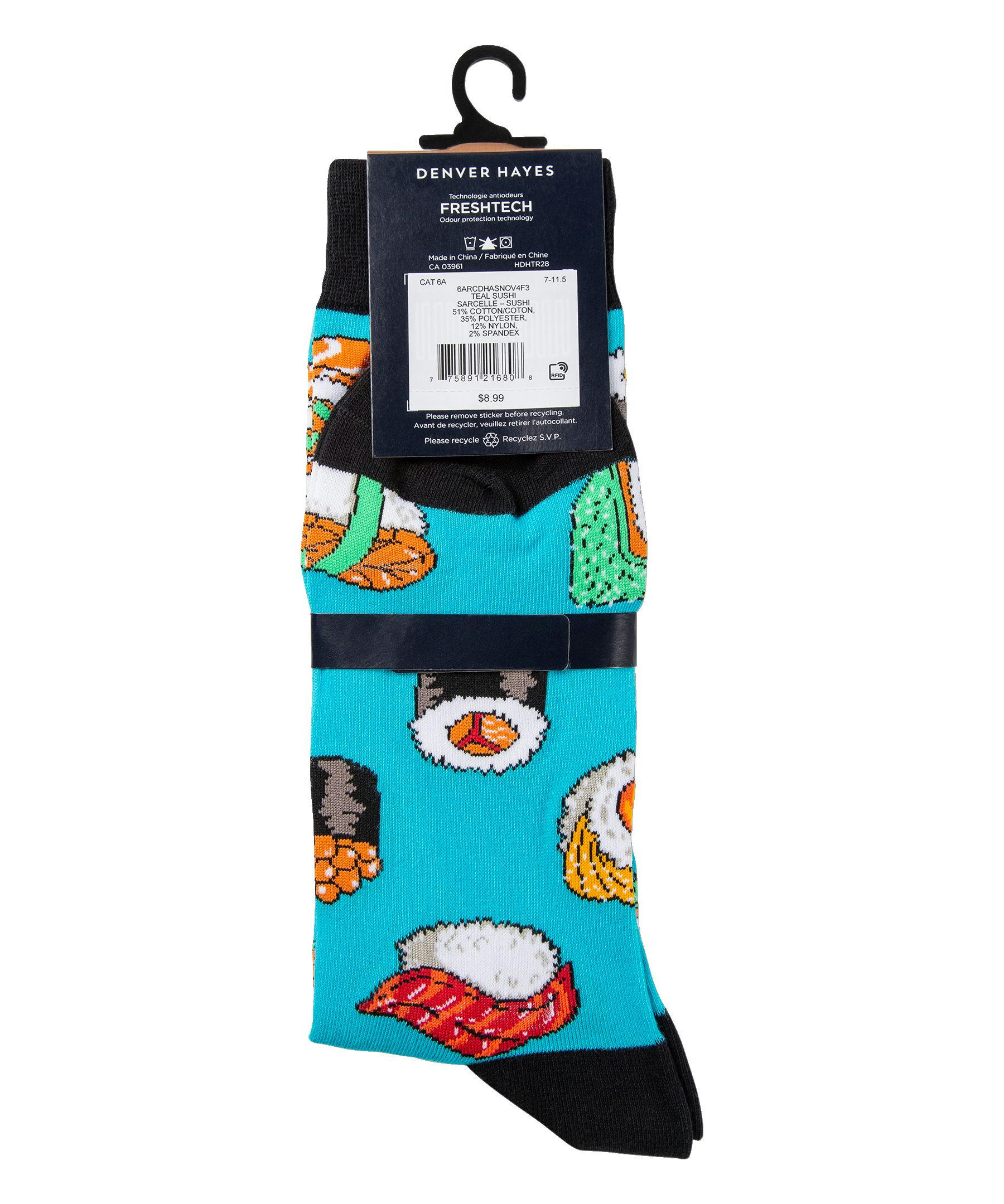 Denver Hayes Men's Novelty Food Pattern Crew Socks