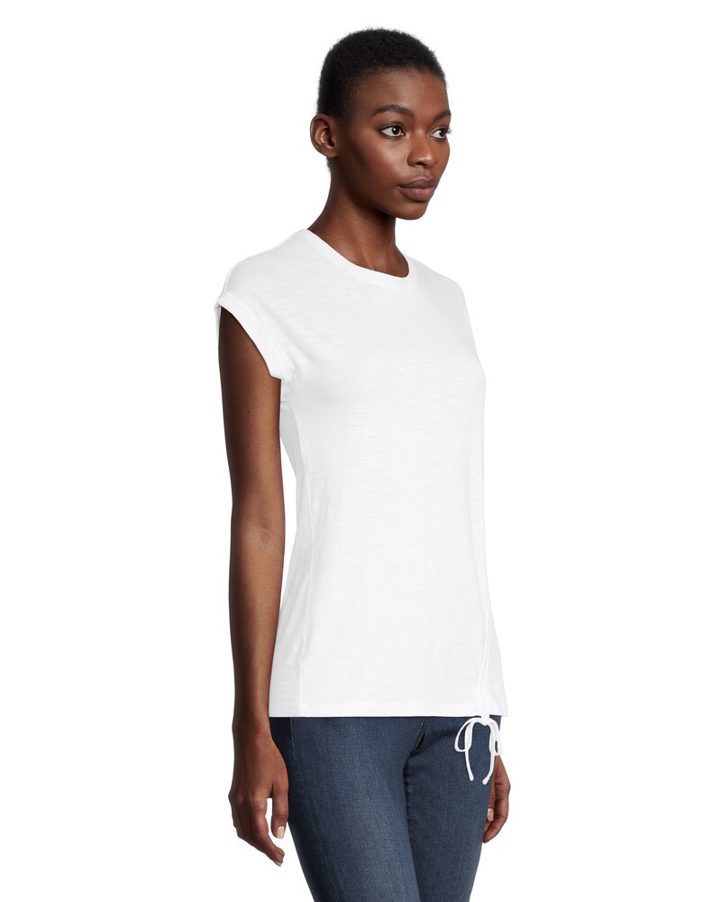 Women's Ruched Semi-Fitted T Shirt with Extended Shoulders