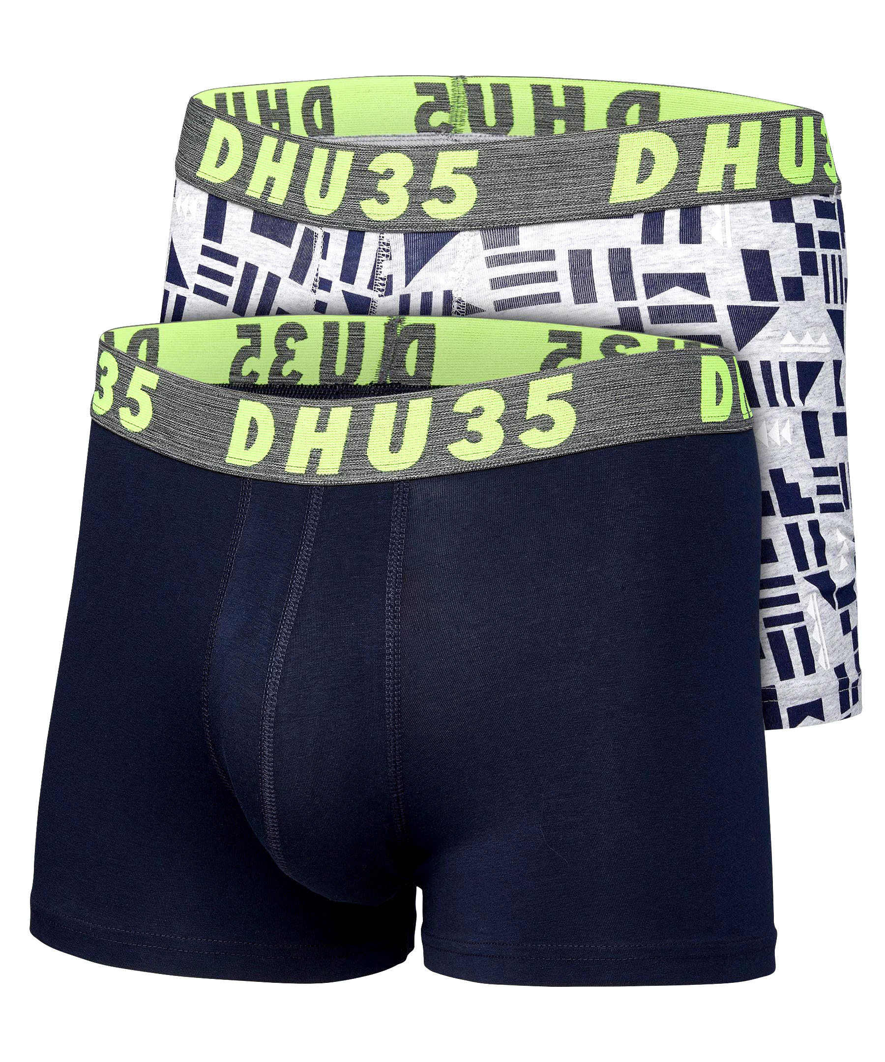 Denver Hayes Men's 2 Pack Fashion Side X Side Cotton Stretch Trunk Briefs with Elastic Waistband