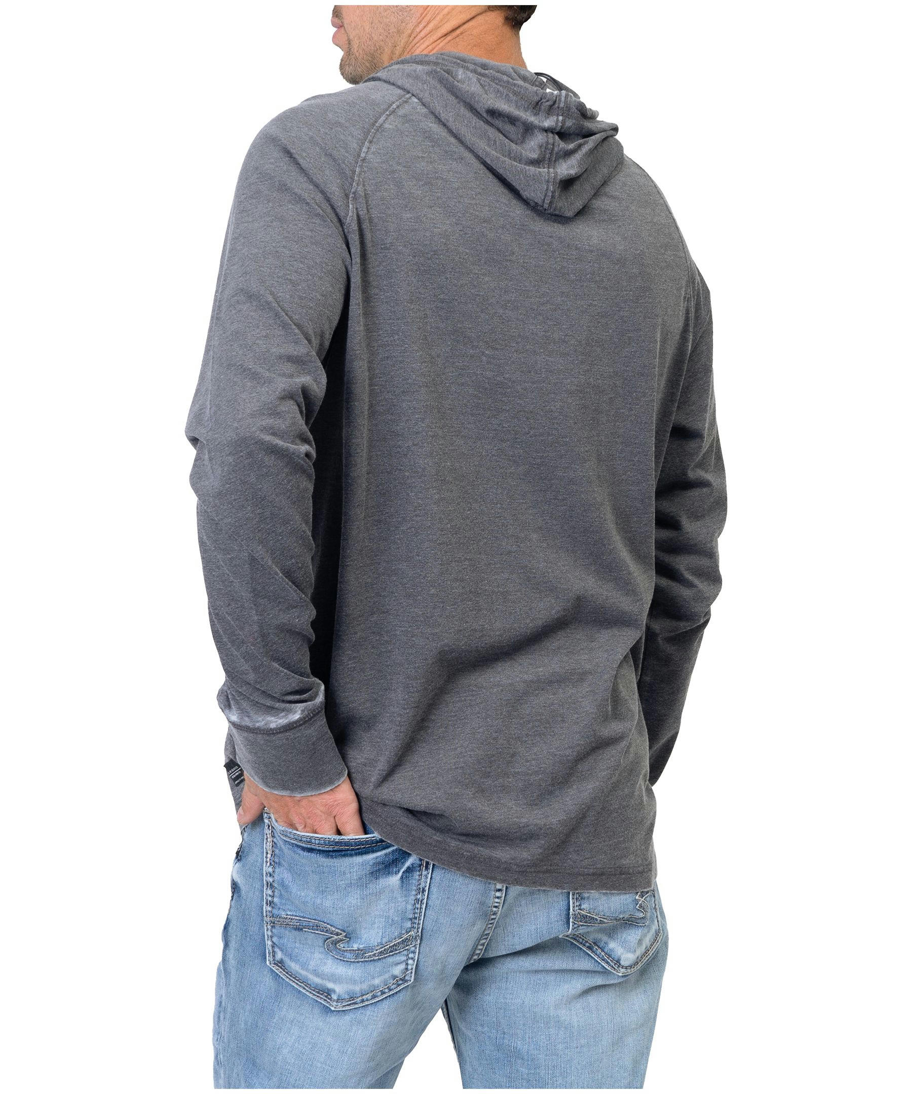 Silver Men's Long Sleeve Acid Wash Hooded Popover