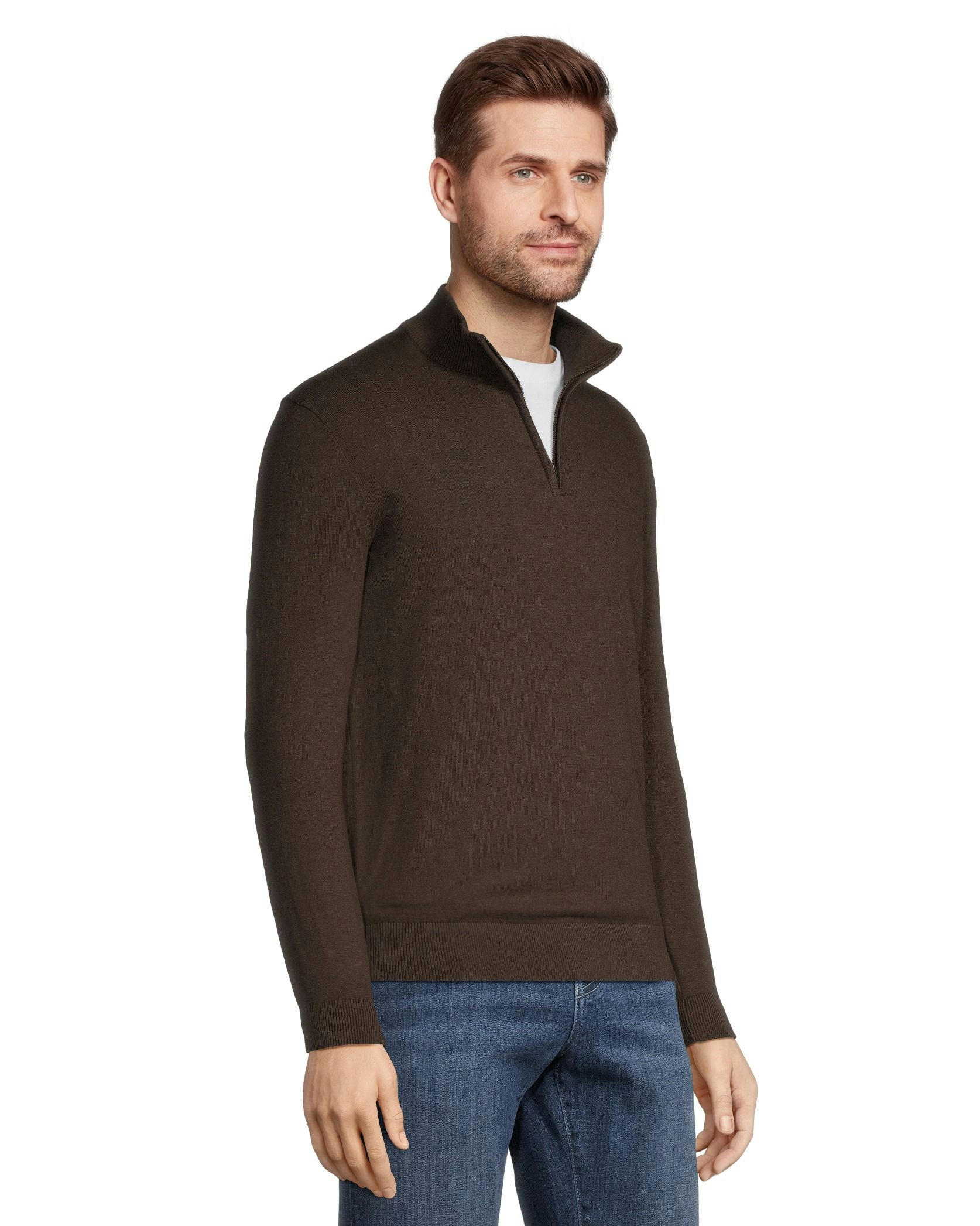 Denver Hayes Men's Soft Cotton 1/4 Zip Sweater