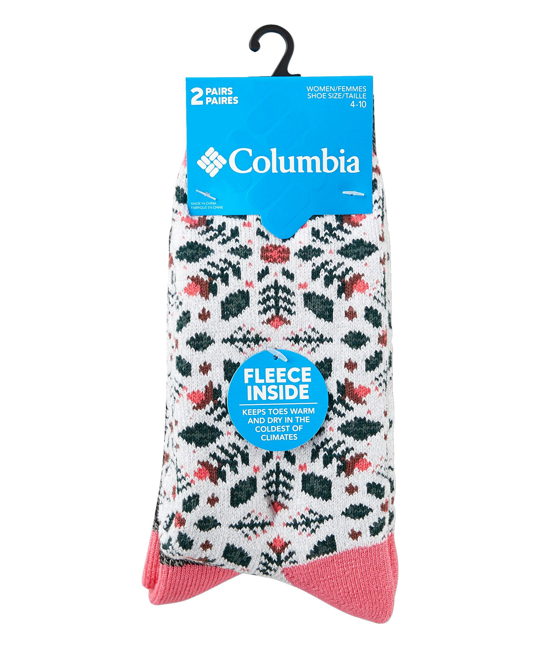 Columbia Women's 2 Pack Mid Weight Thermal Fleece Lined Crew Socks