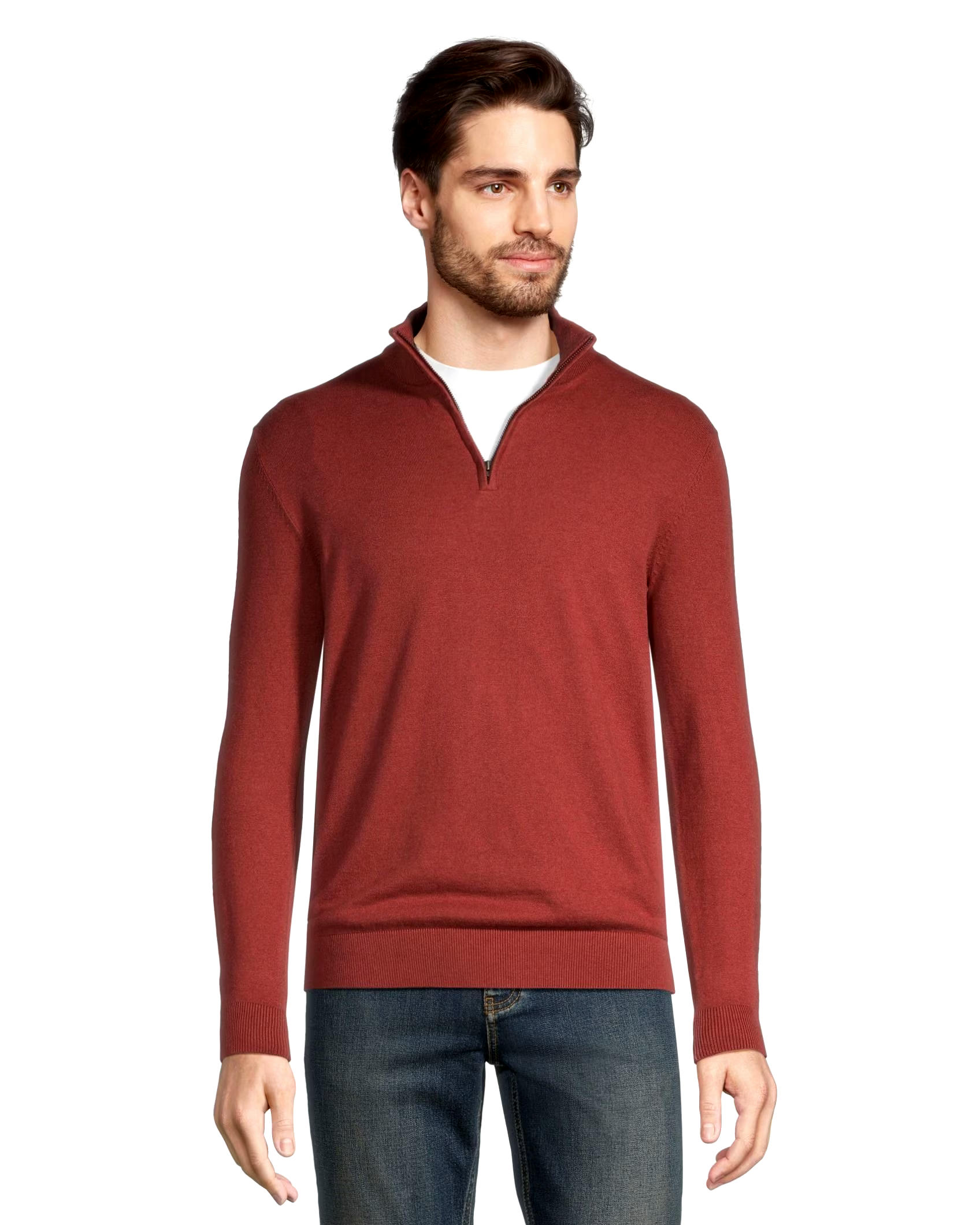 Denver Hayes Men's Soft Cotton 1/4 Zip Sweater