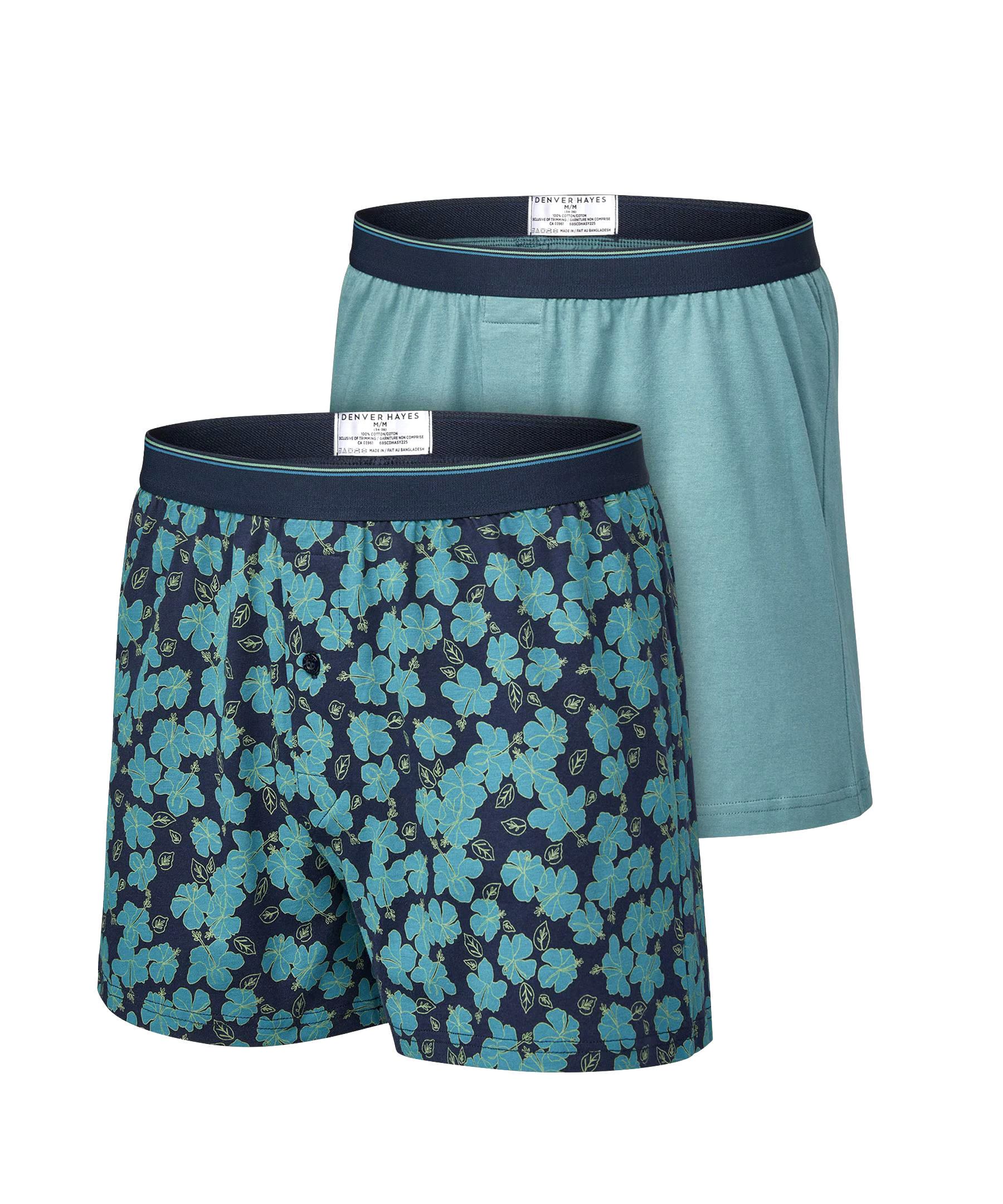 Denver Hayes Men's 2 Pack Yarn Dye Loose Fit Boxer Briefs