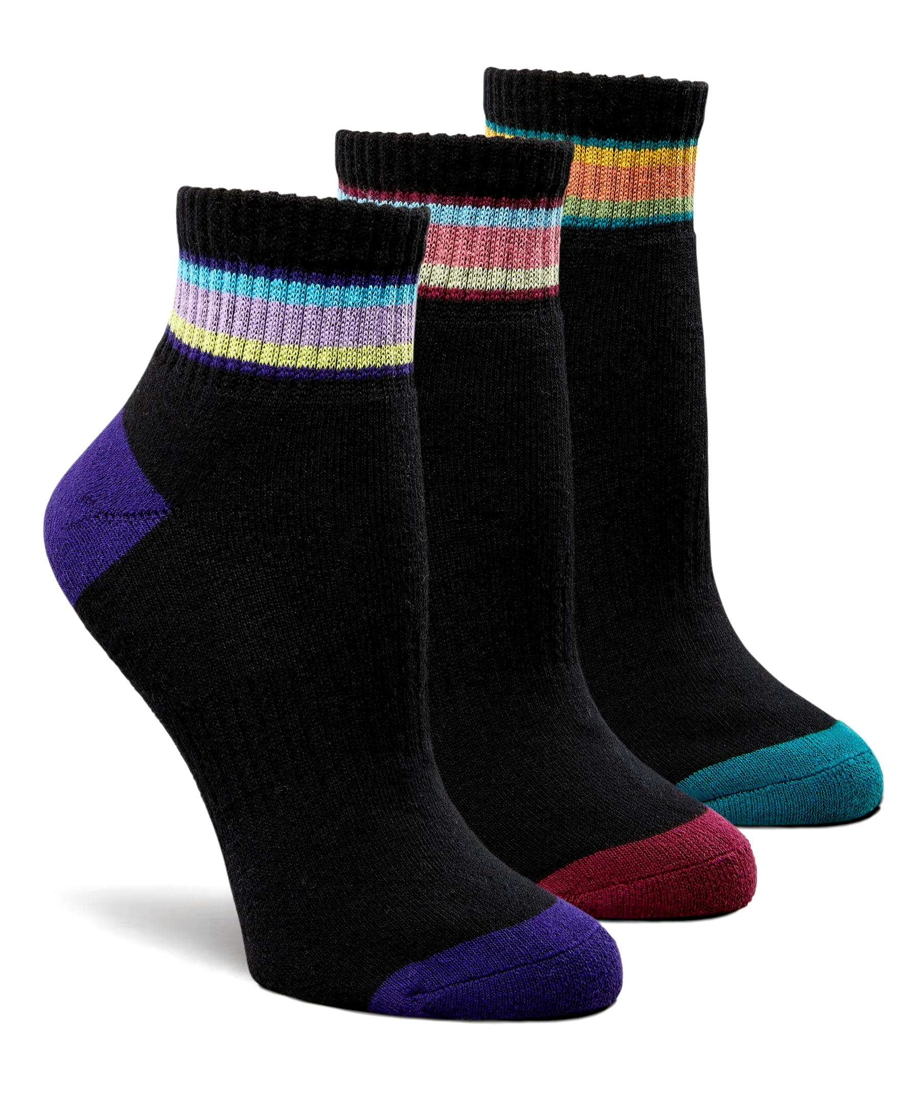 Shambhala Women's 3 Pack Quarter Crew Socks with Quad Comfort