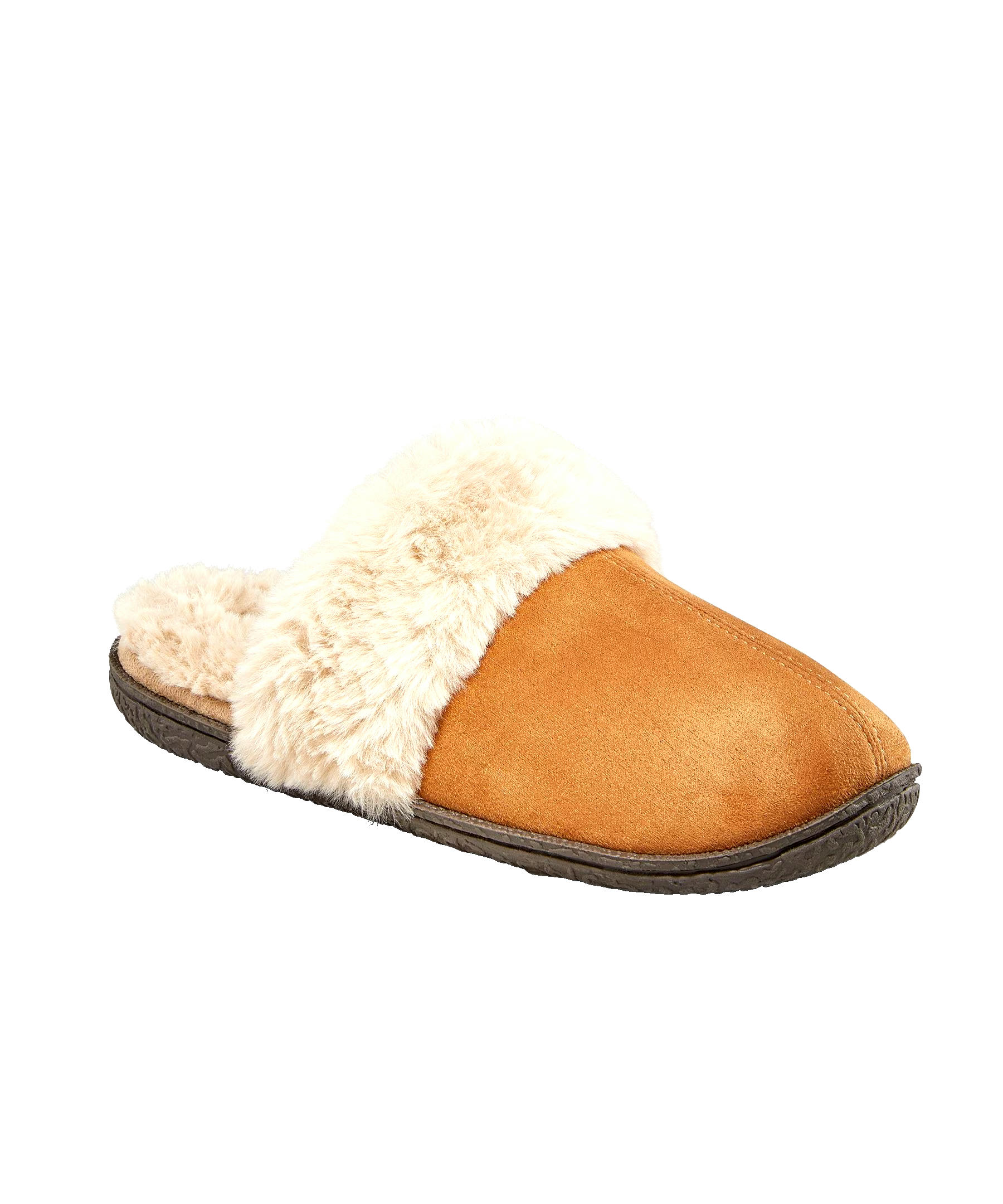 WindRiver Women's Faux Fur Trim Suede Slippers