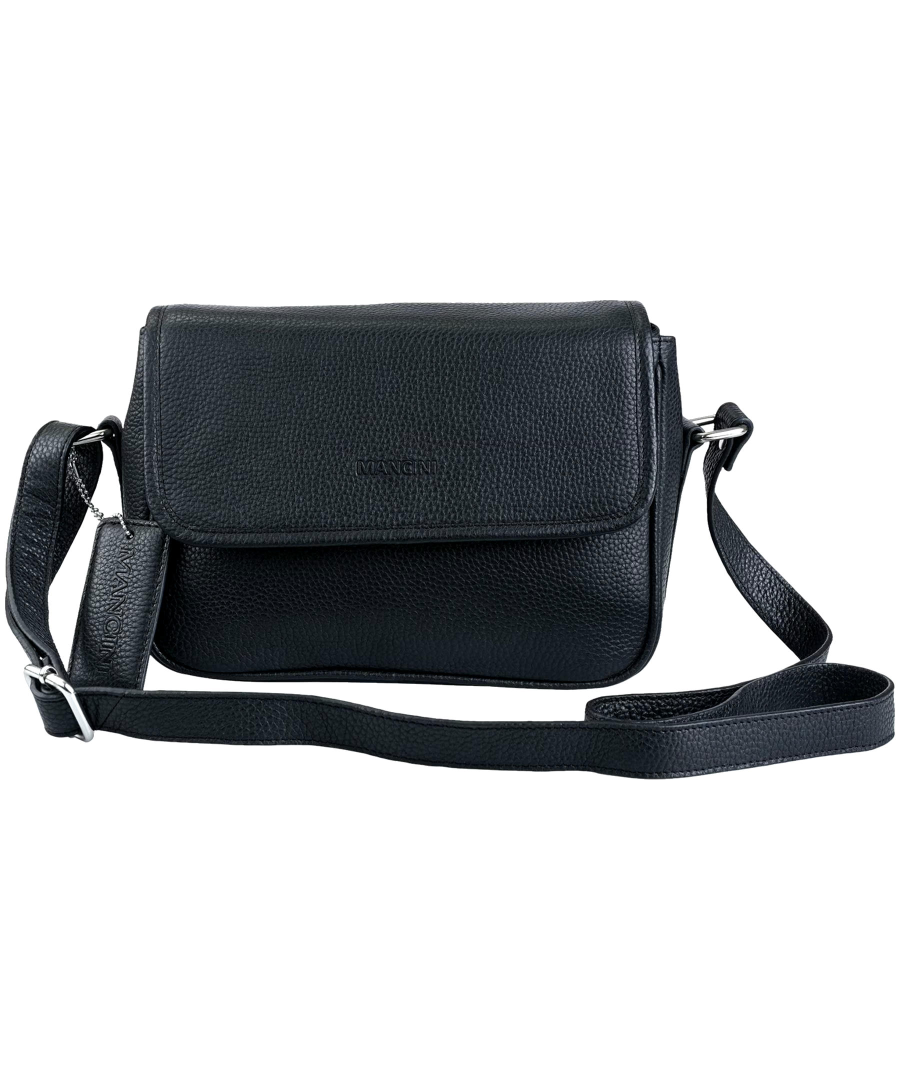 Mancini Leather Goods Women's Pebelled Kemberly Flap Closure Handbag