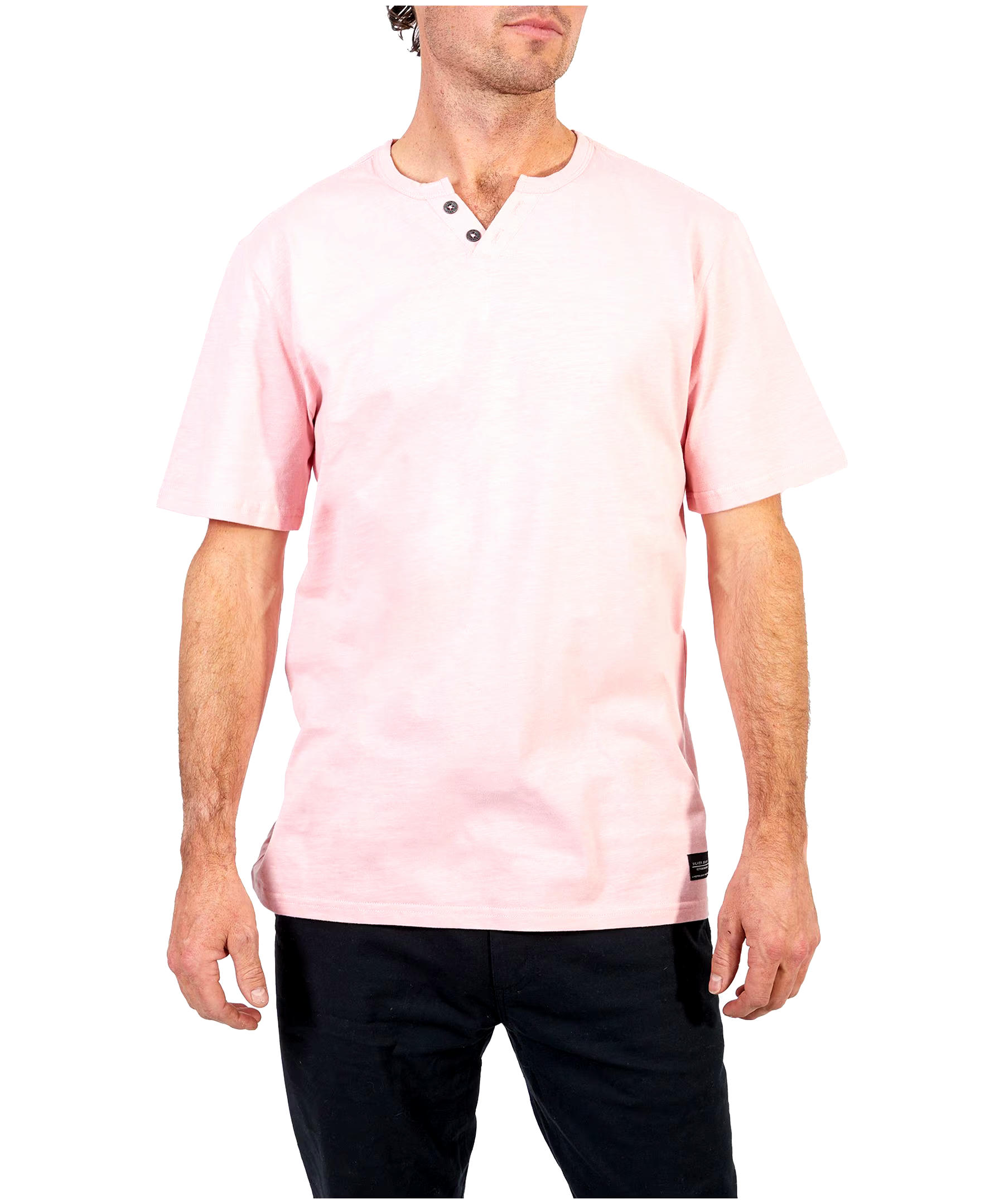 Men's 2 Button Short Sleeve Slub Henley Shirt