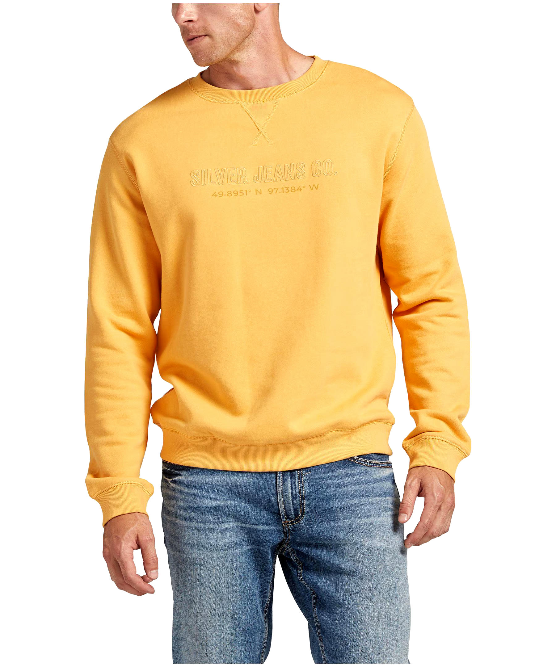 Silver Men's Cotton Fleece Logo Crewneck Sweatshirt
