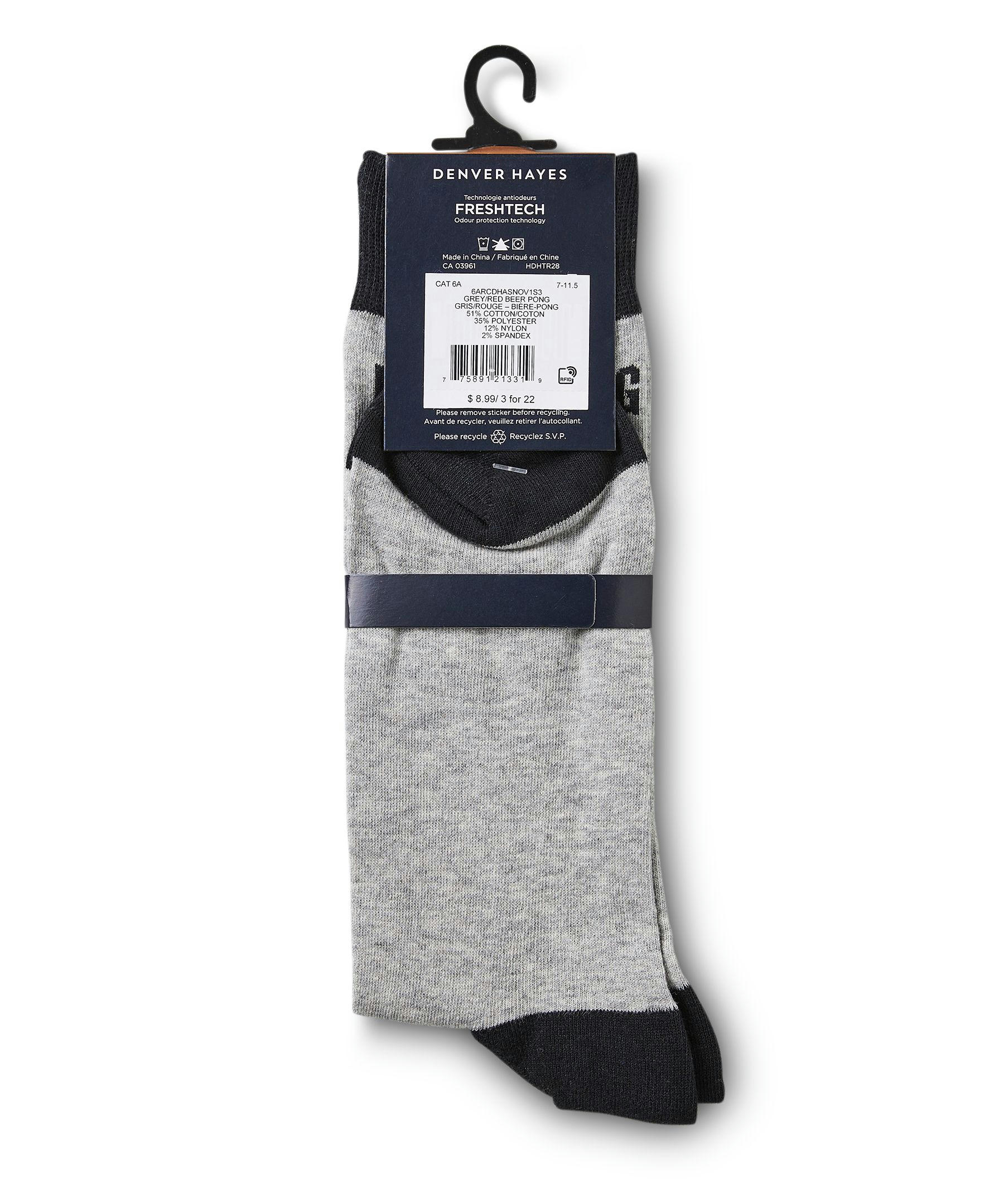 Denver Hayes Men's Novelty Pattern Freshtech Casual Crew Socks