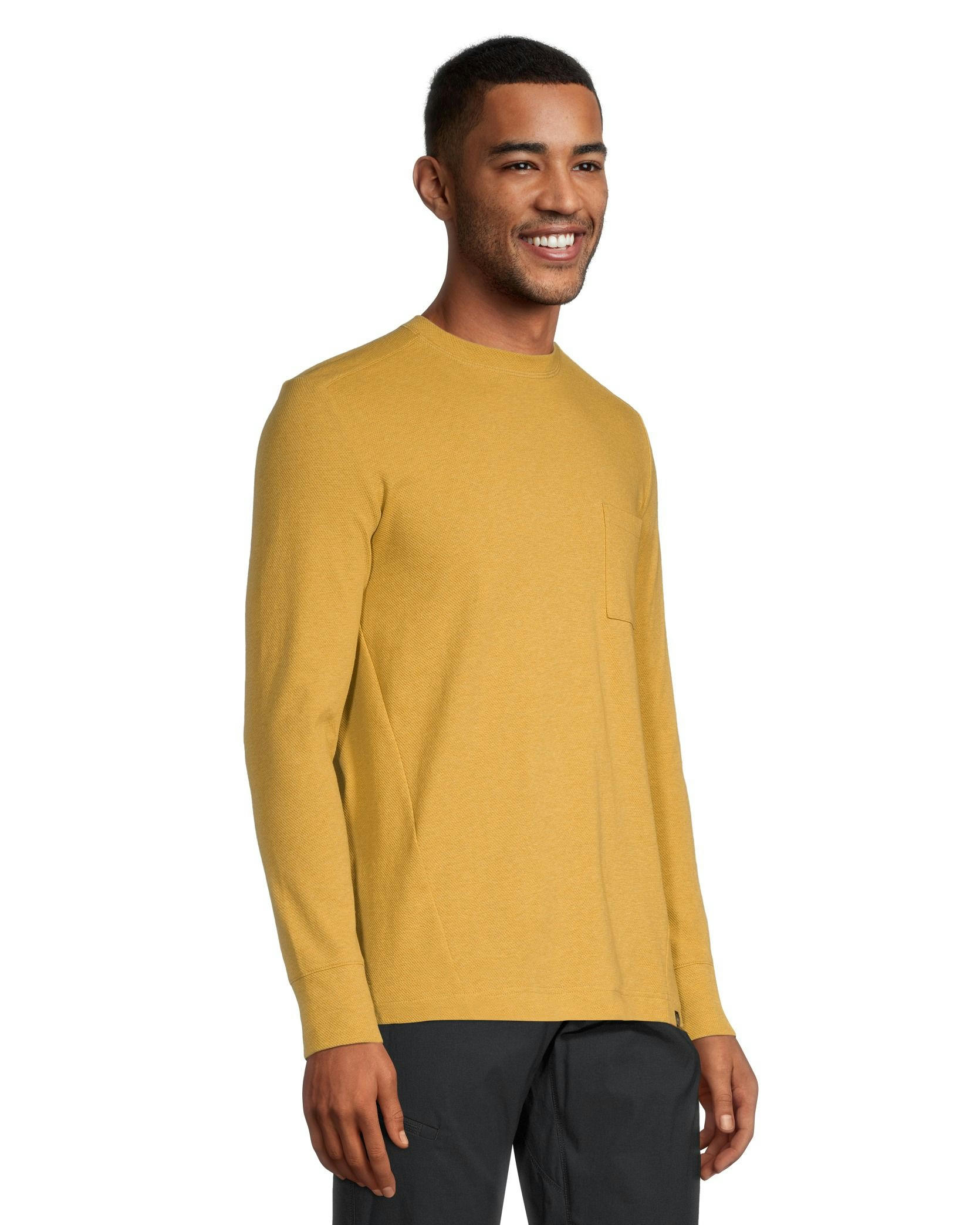 WindRiver Men's Birdseye Long Sleeve Modern Fit Crewneck T Shirt