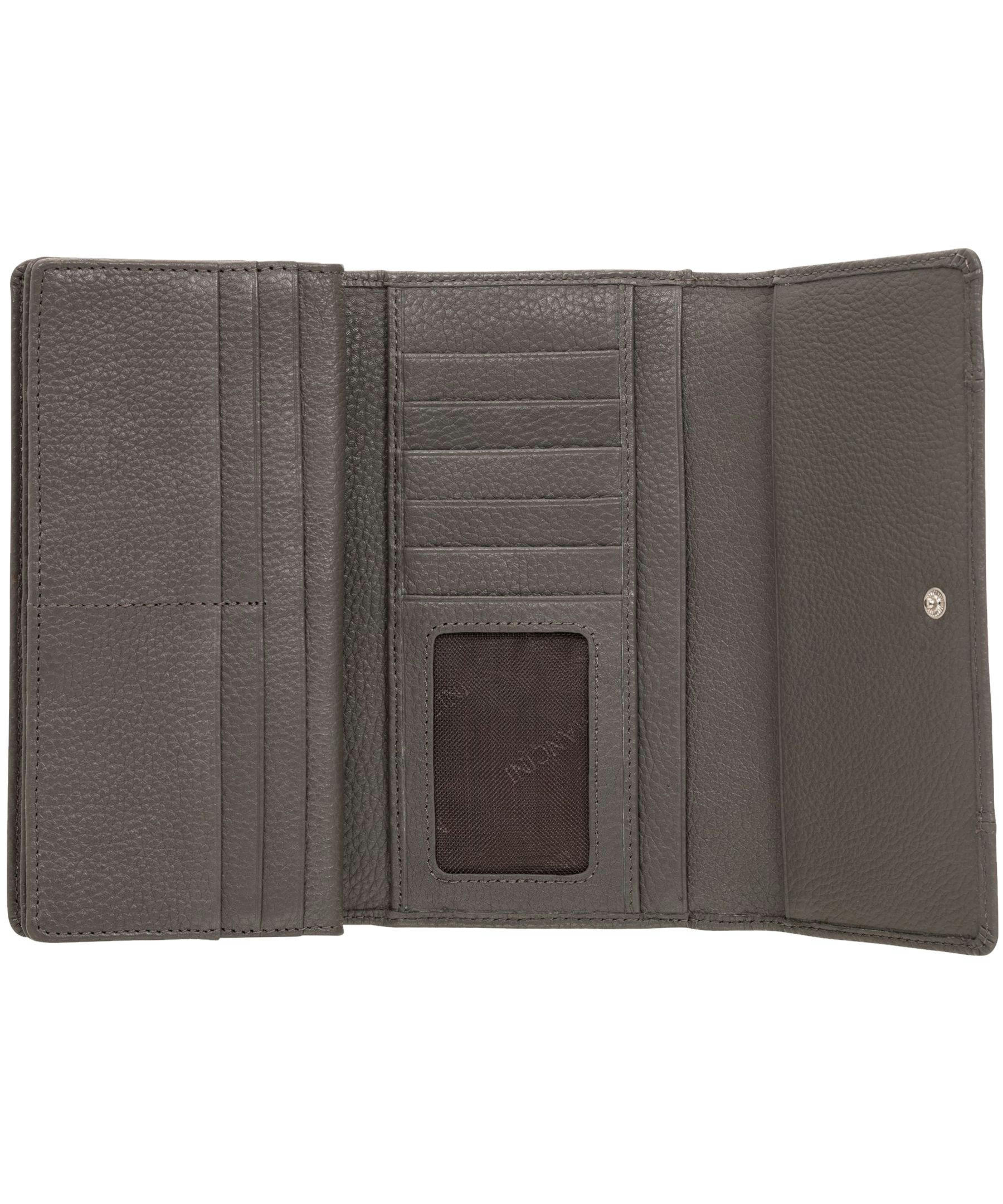 Mancini Leather Goods Women's Pebelled RFID Secure Trifold Wing Wallet
